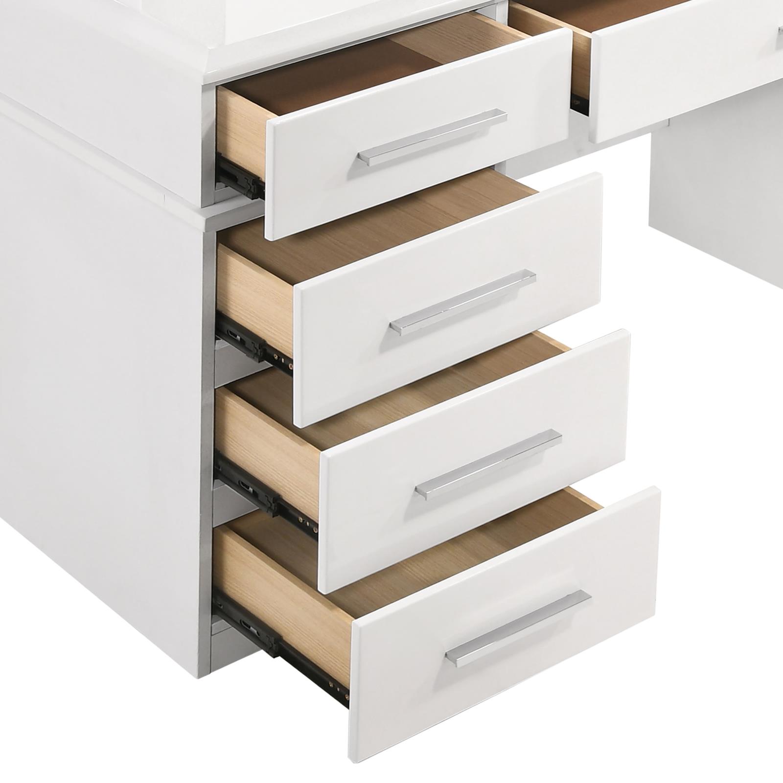 Felicity Vanity Desk w/9 Drawers & Lighted Mirror 