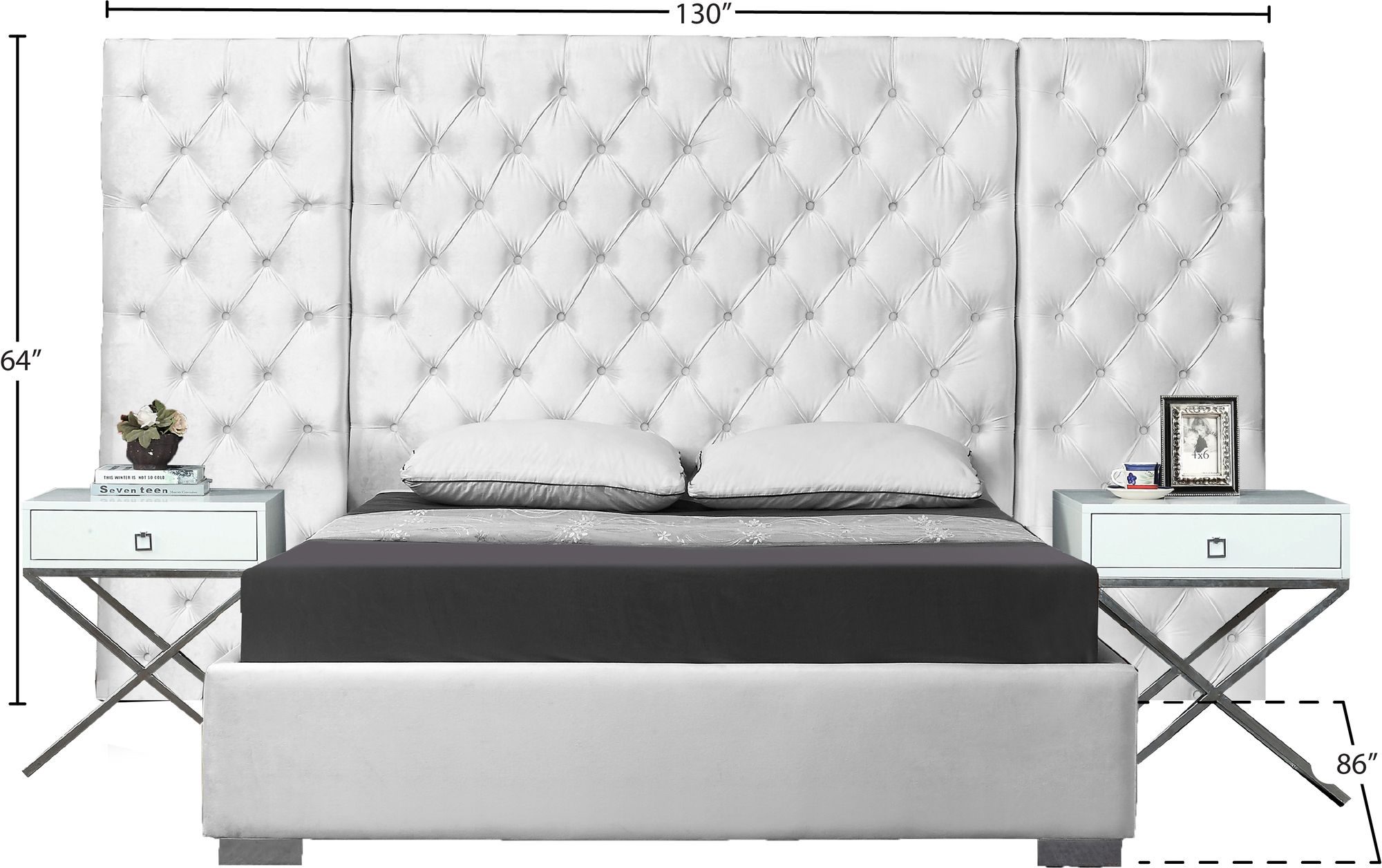Grande Velvet King Size Bed