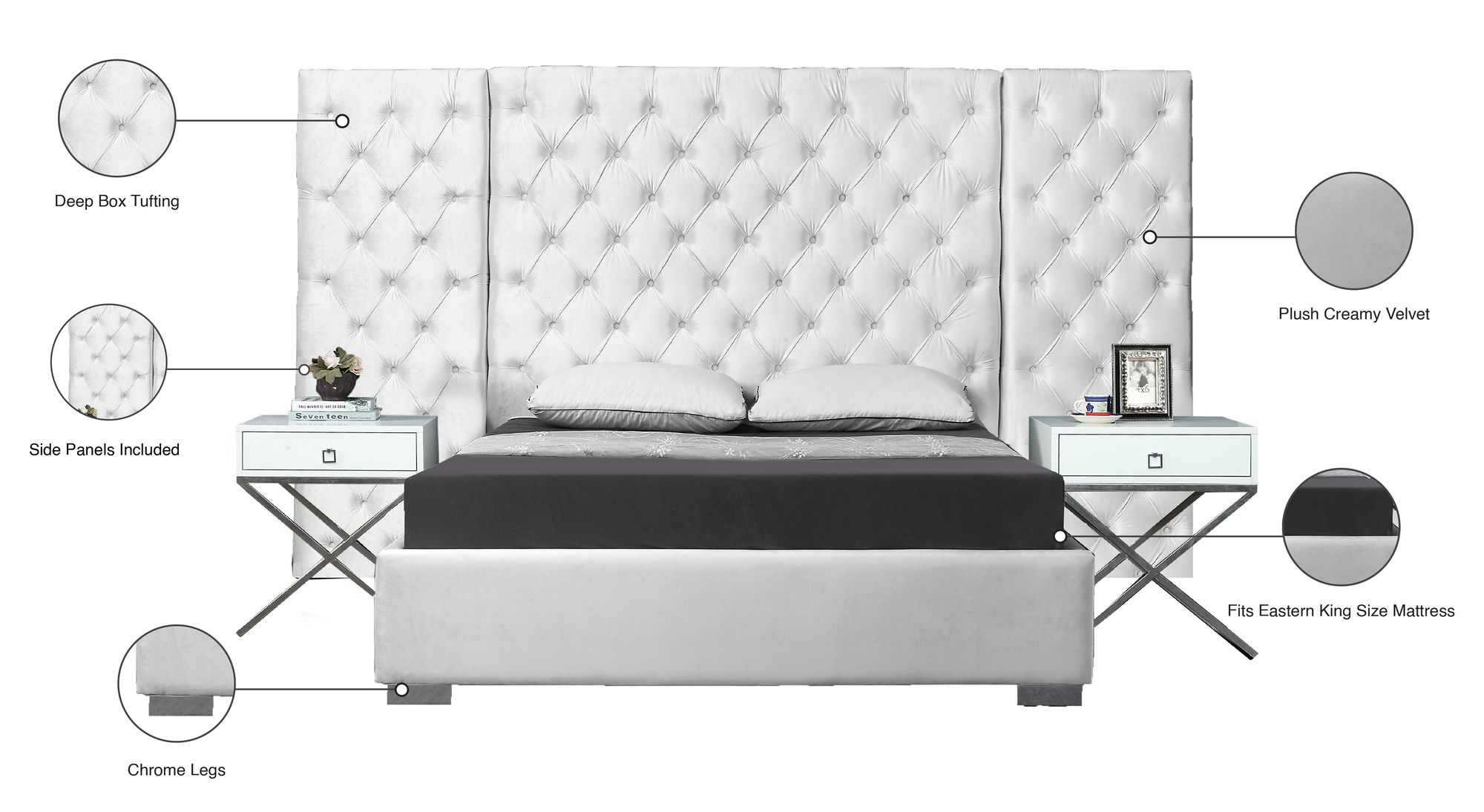 Grande Velvet King Size Bed