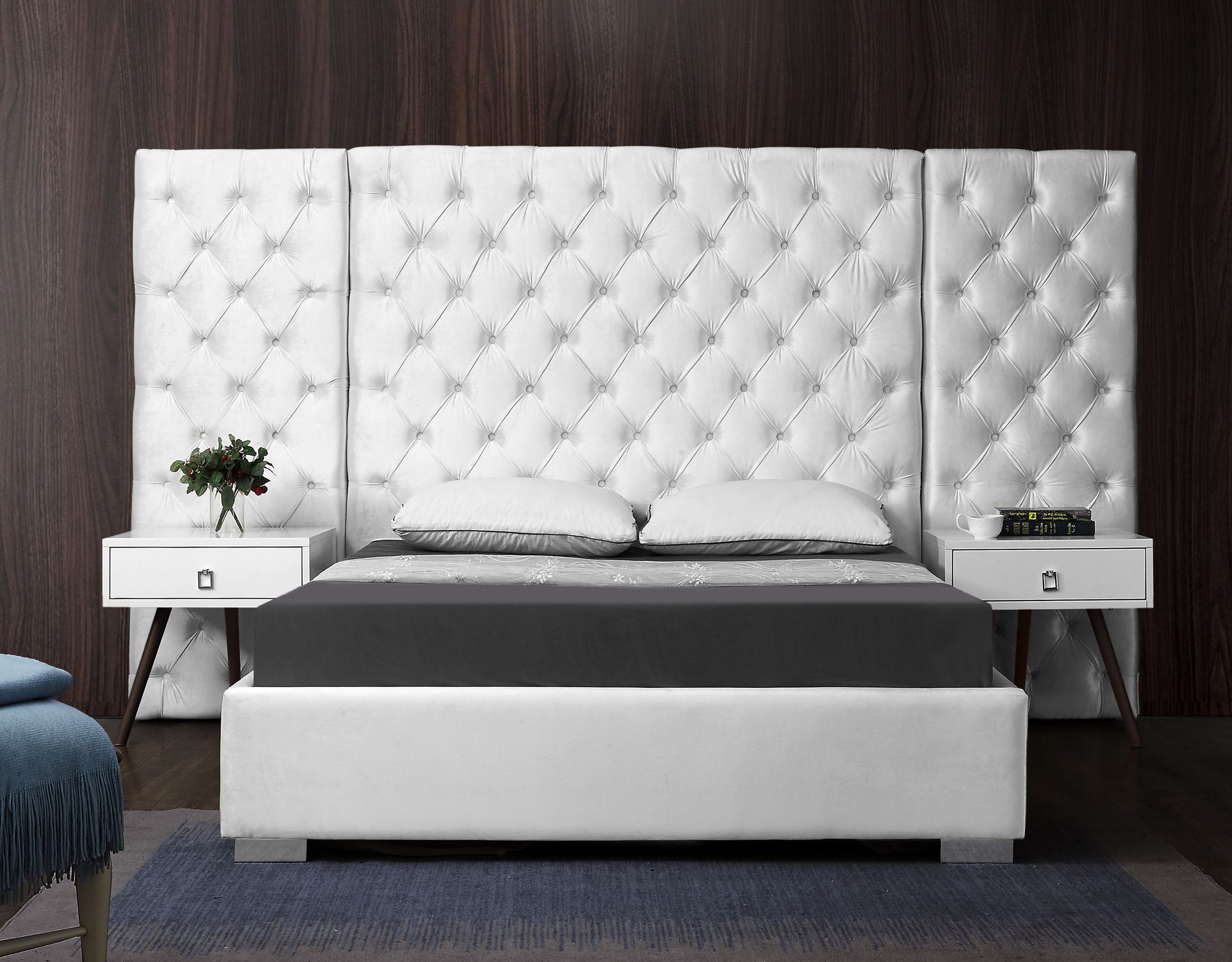 Grande Velvet Queen Size Bed