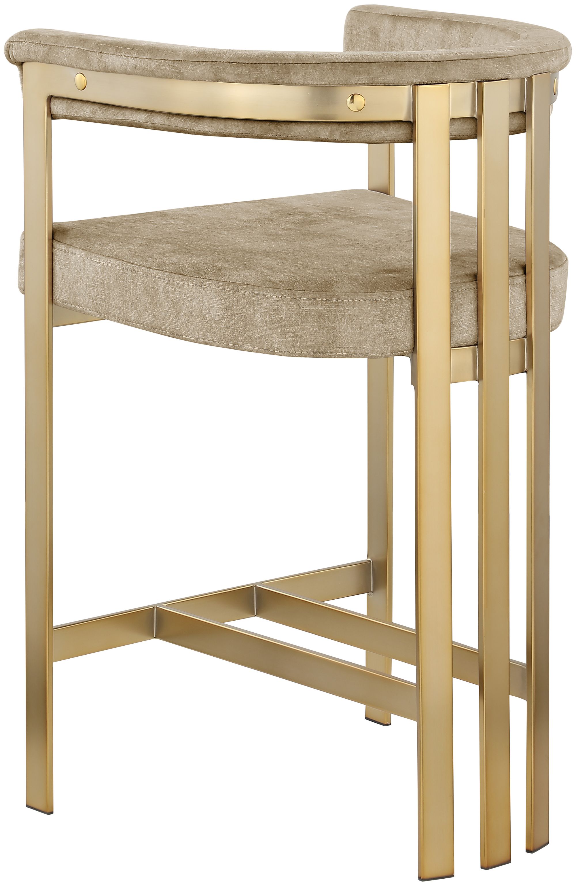 Marcello Velvet Counter Stool with Brushed Brass Frame