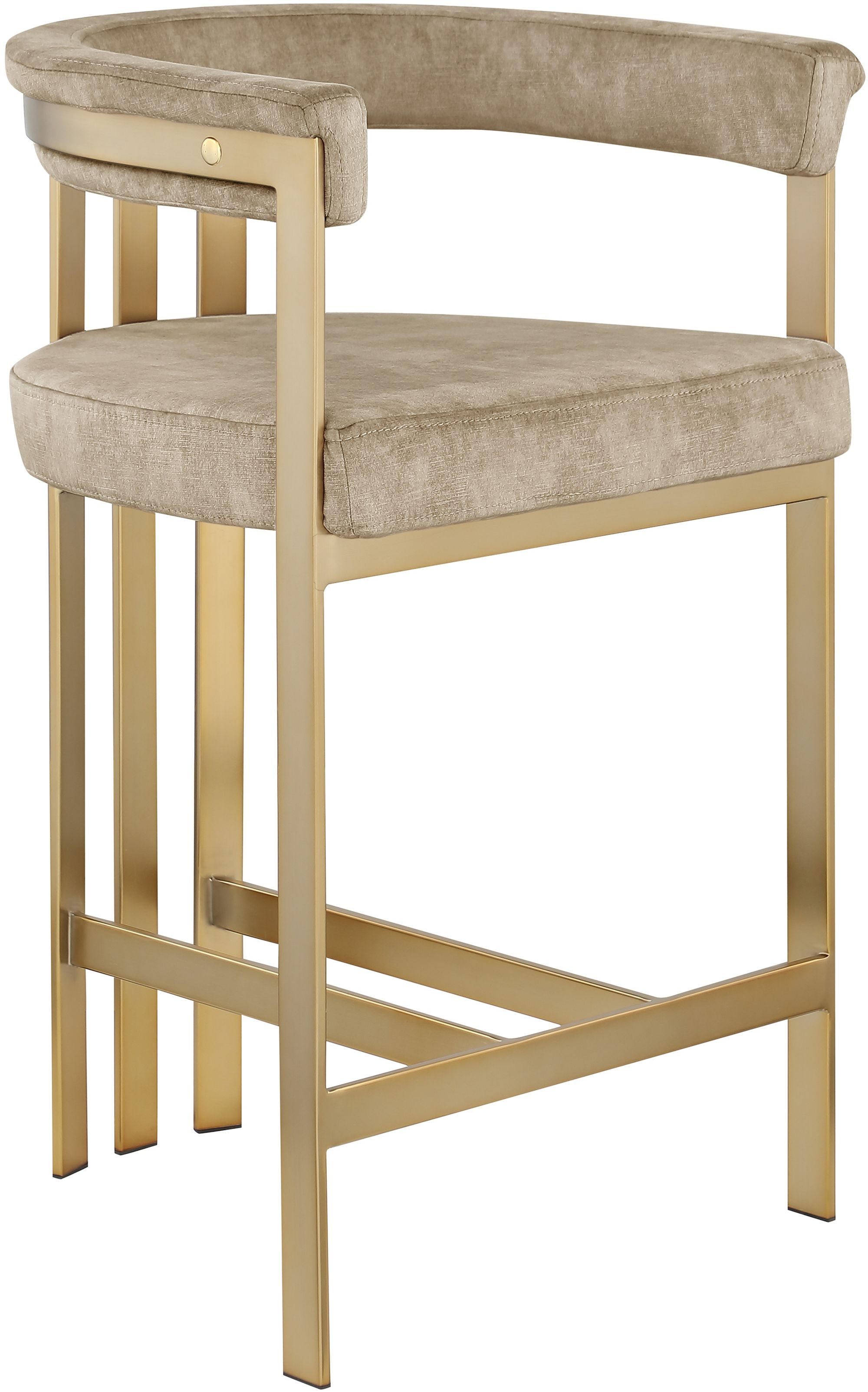 Marcello Velvet Counter Stool with Brushed Brass Frame