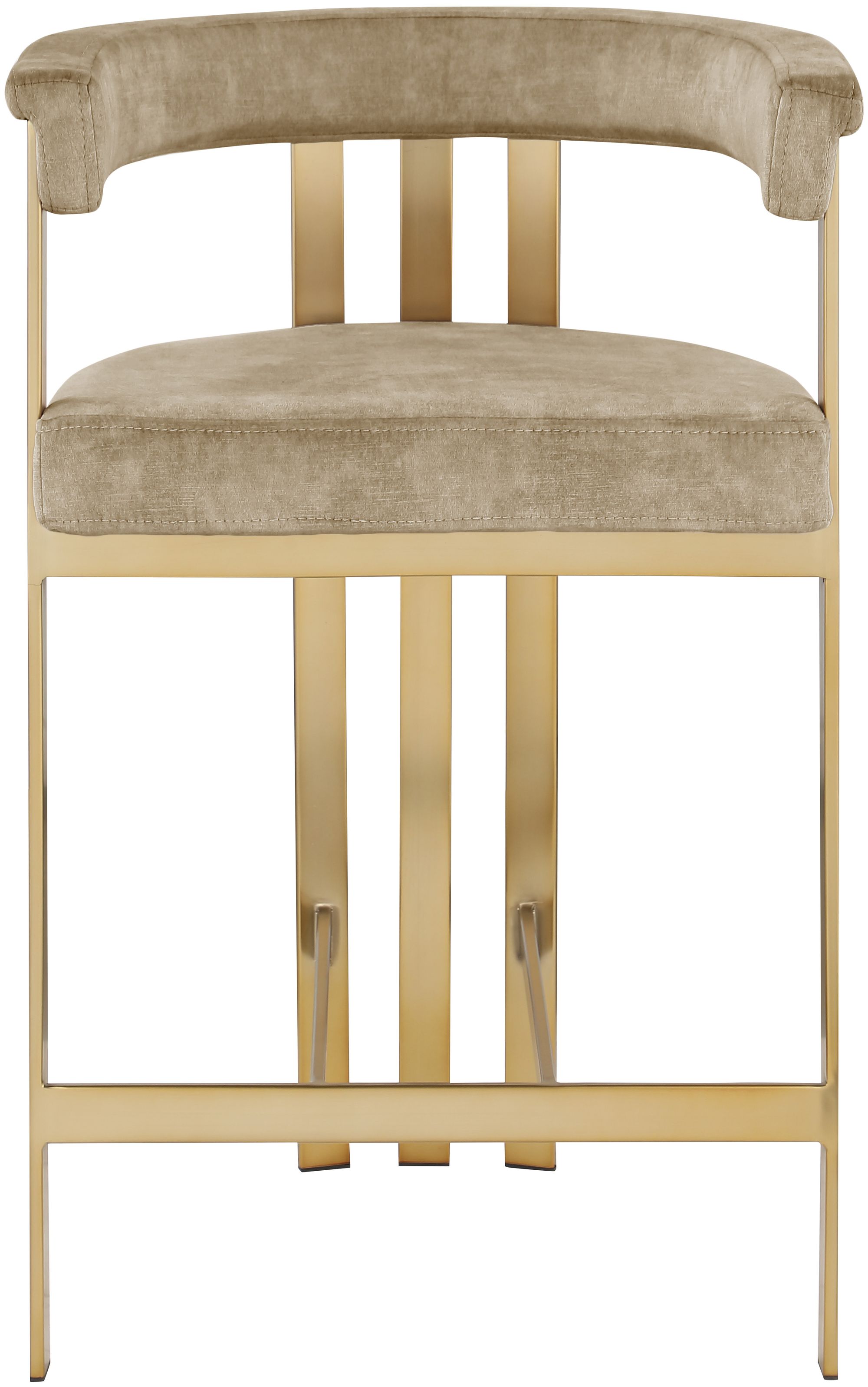 Marcello Velvet Counter Stool with Brushed Brass Frame