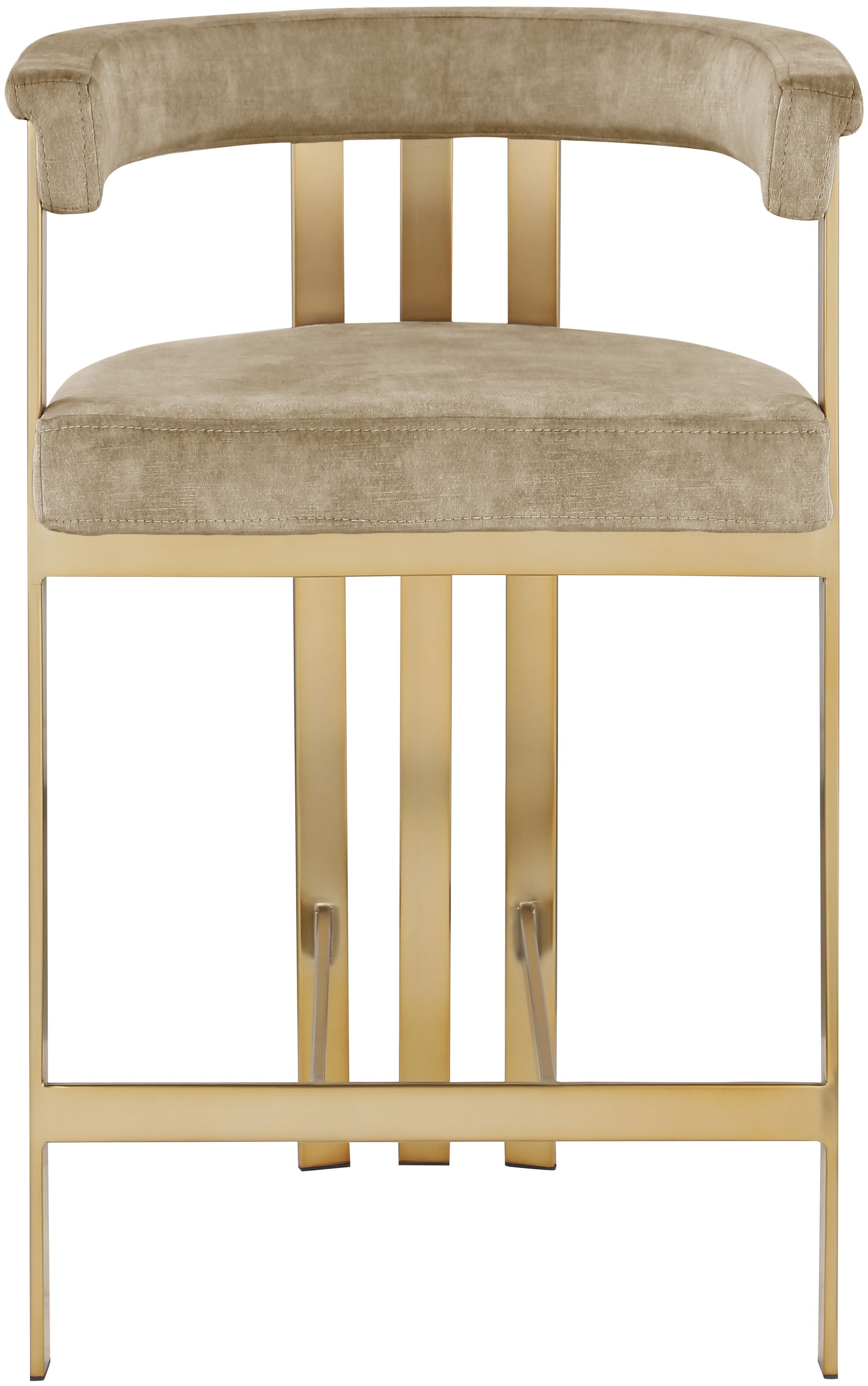 Marcello Velvet Counter Stool with Brushed Brass Frame