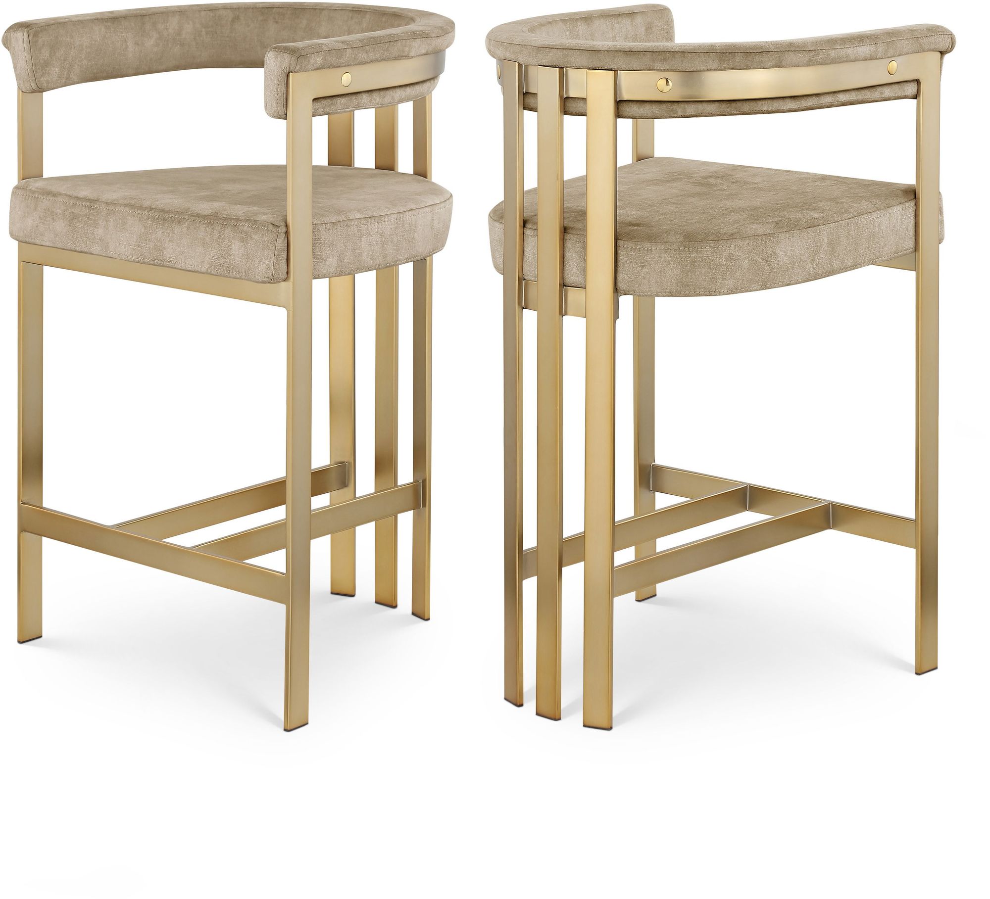 Marcello Velvet Counter Stool with Brushed Brass Frame