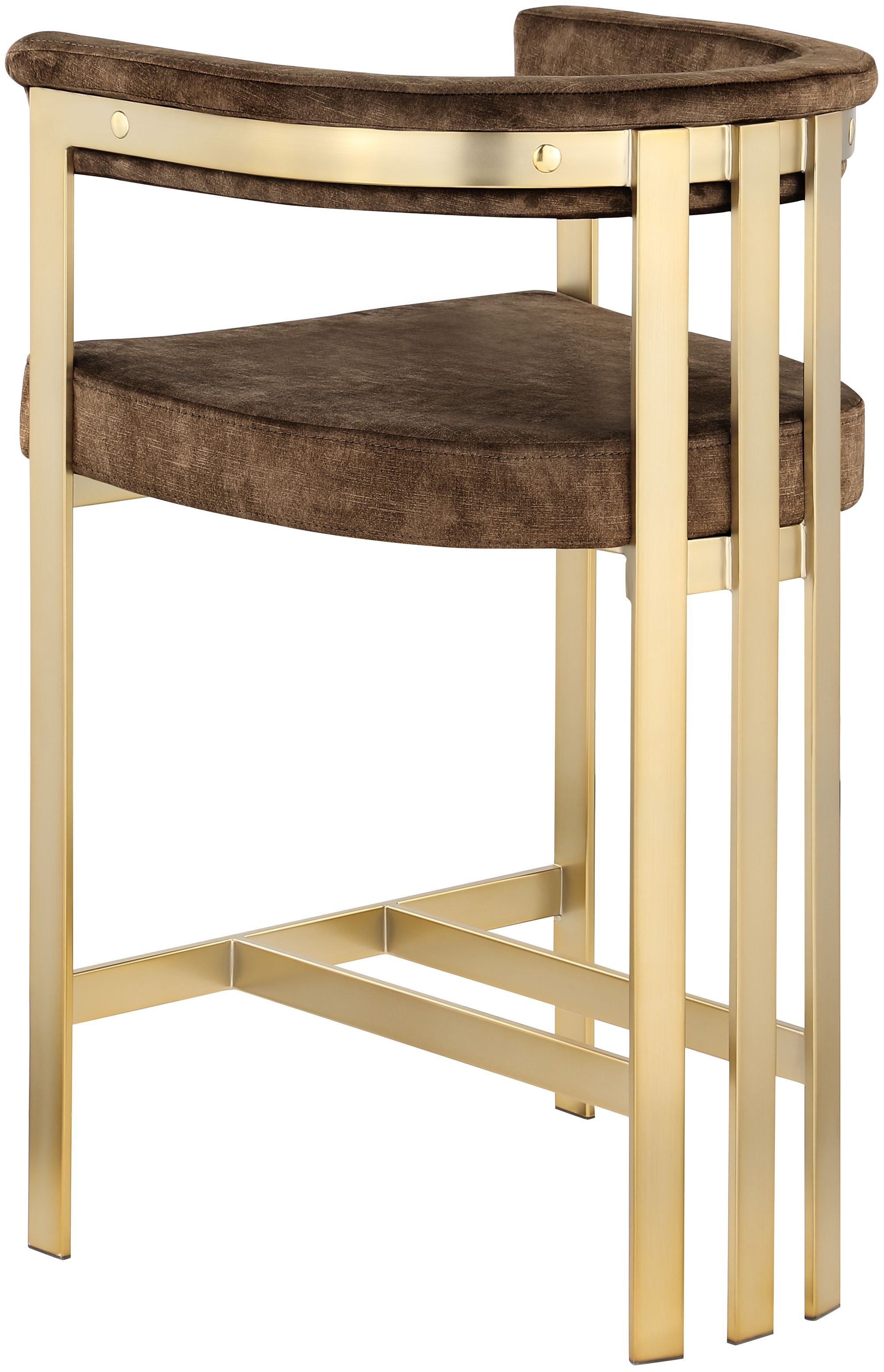 Marcello Velvet Counter Stool with Brushed Brass Frame