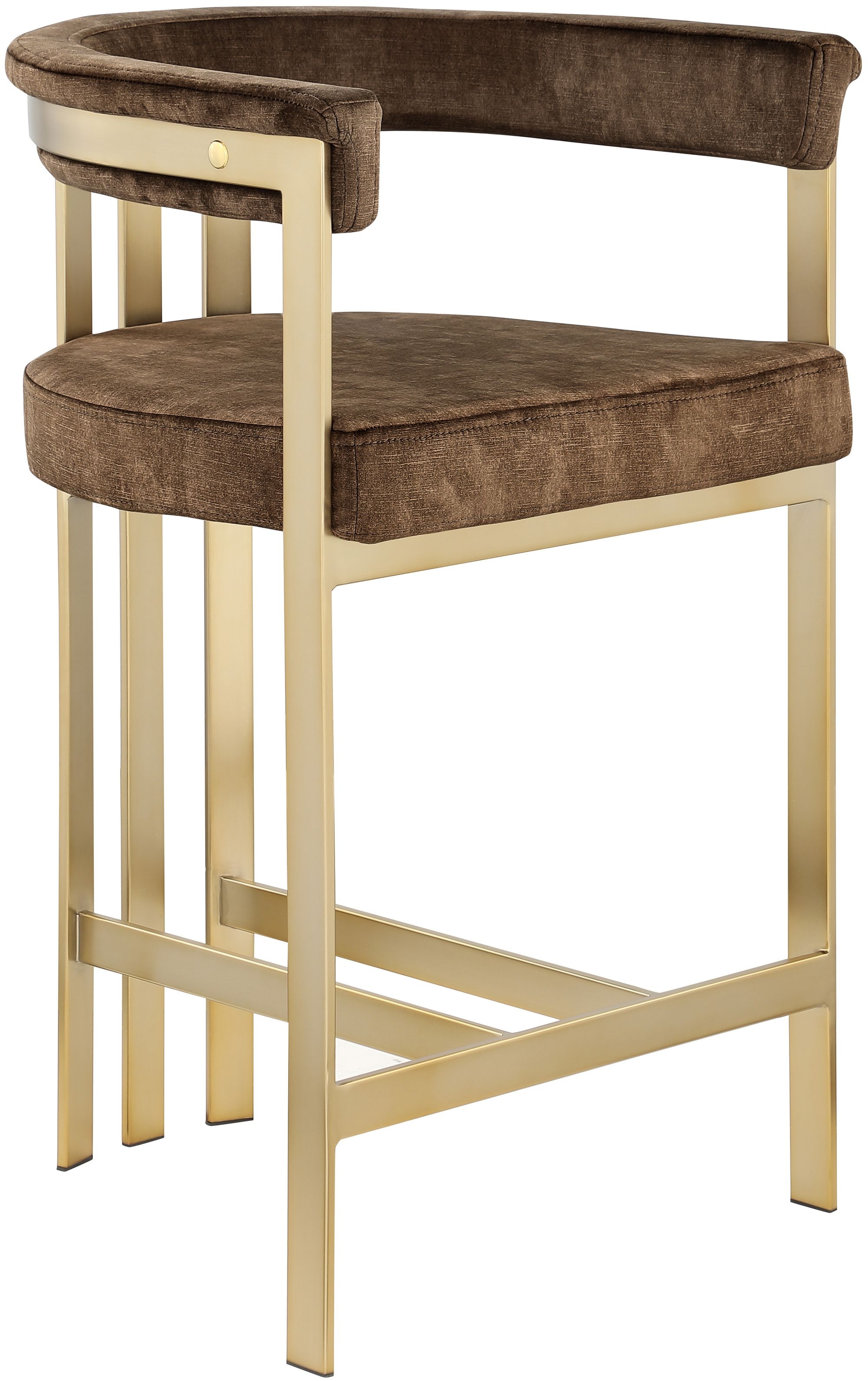 Marcello Velvet Counter Stool with Brushed Brass Frame