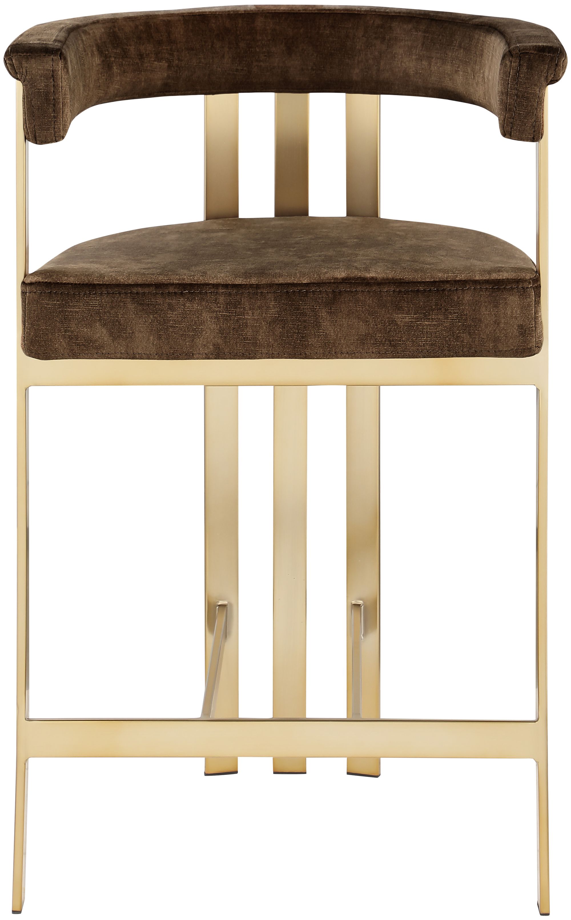 Marcello Velvet Counter Stool with Brushed Brass Frame