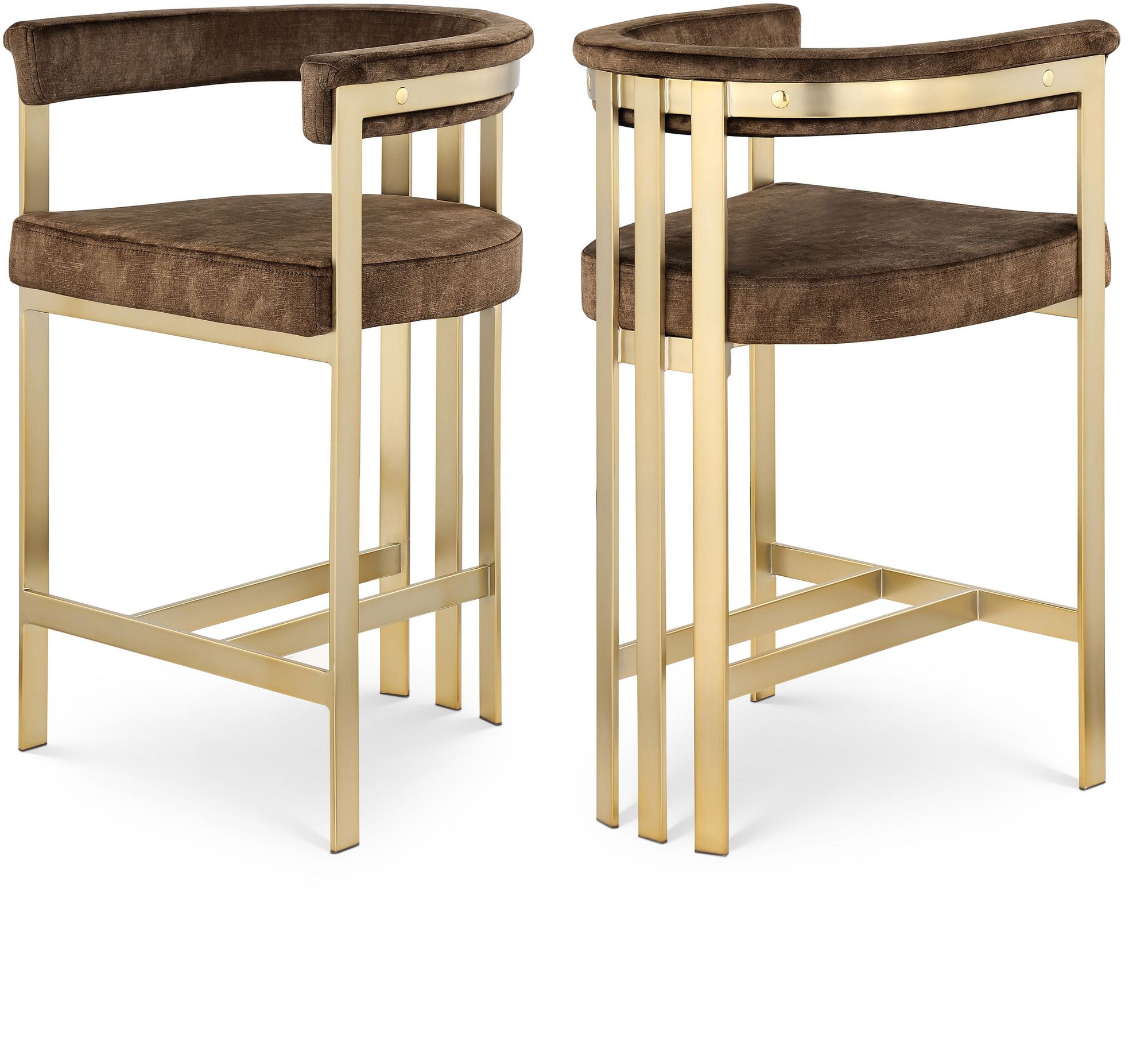 Marcello Velvet Counter Stool with Brushed Brass Frame
