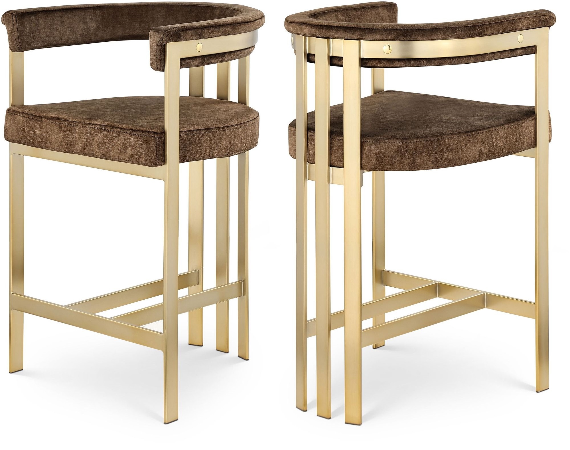 Marcello Velvet Counter Stool with Brushed Brass Frame