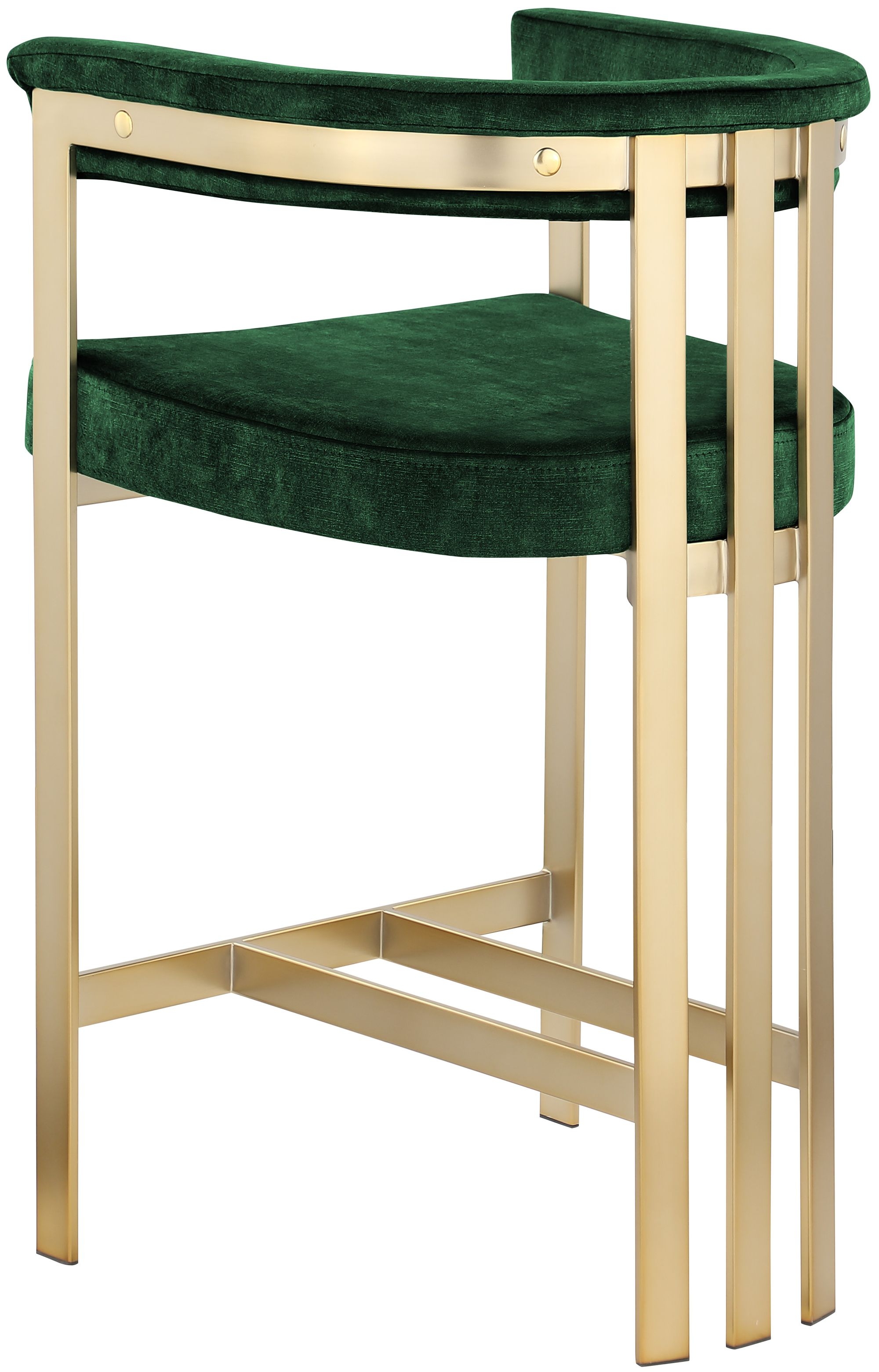 Marcello Velvet Counter Stool with Brushed Brass Frame