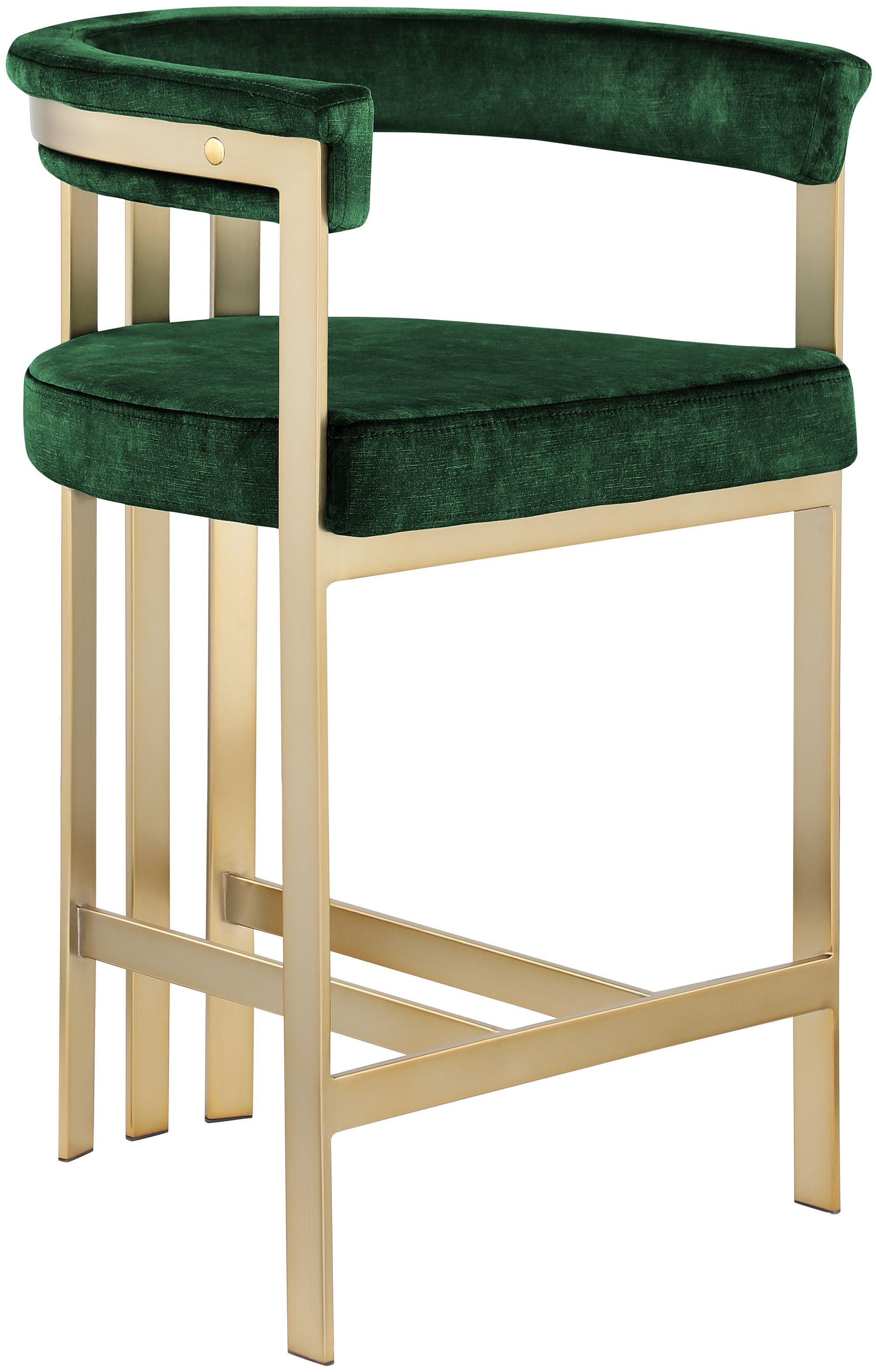 Marcello Velvet Counter Stool with Brushed Brass Frame