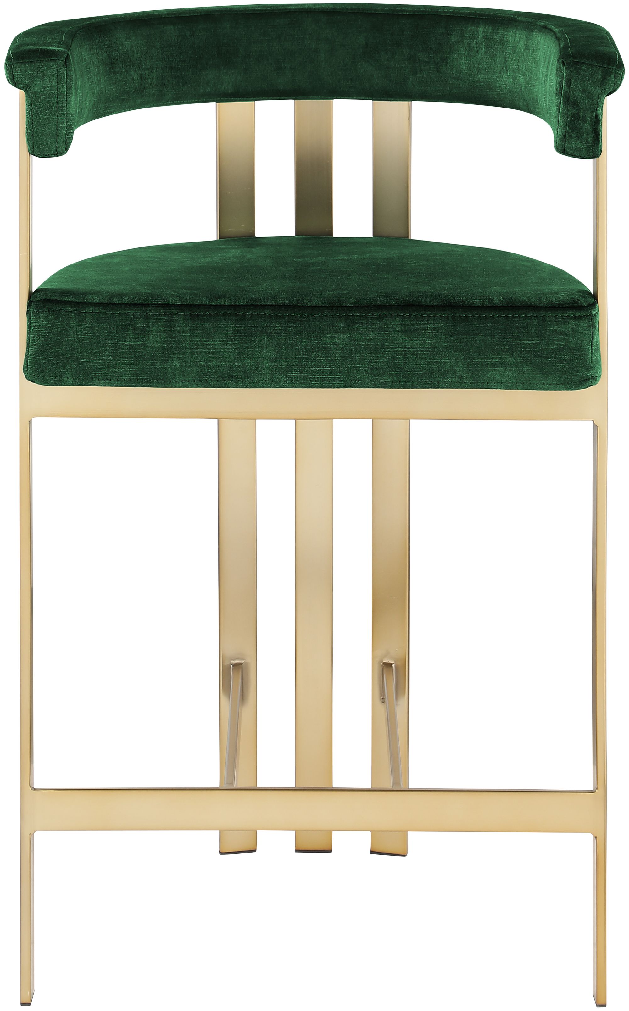 Marcello Velvet Counter Stool with Brushed Brass Frame