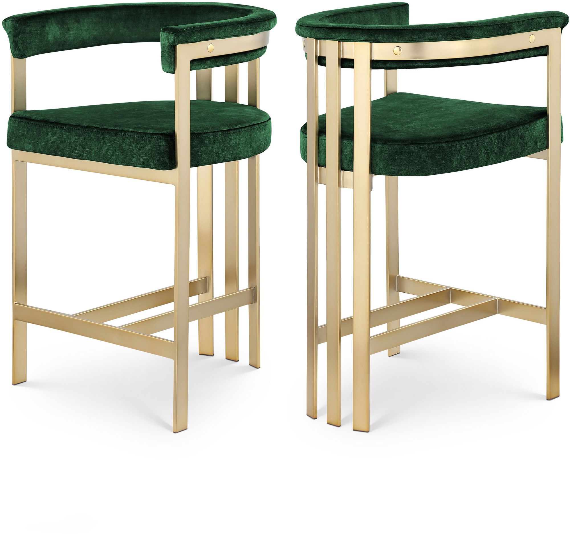 Marcello Velvet Counter Stool with Brushed Brass Frame