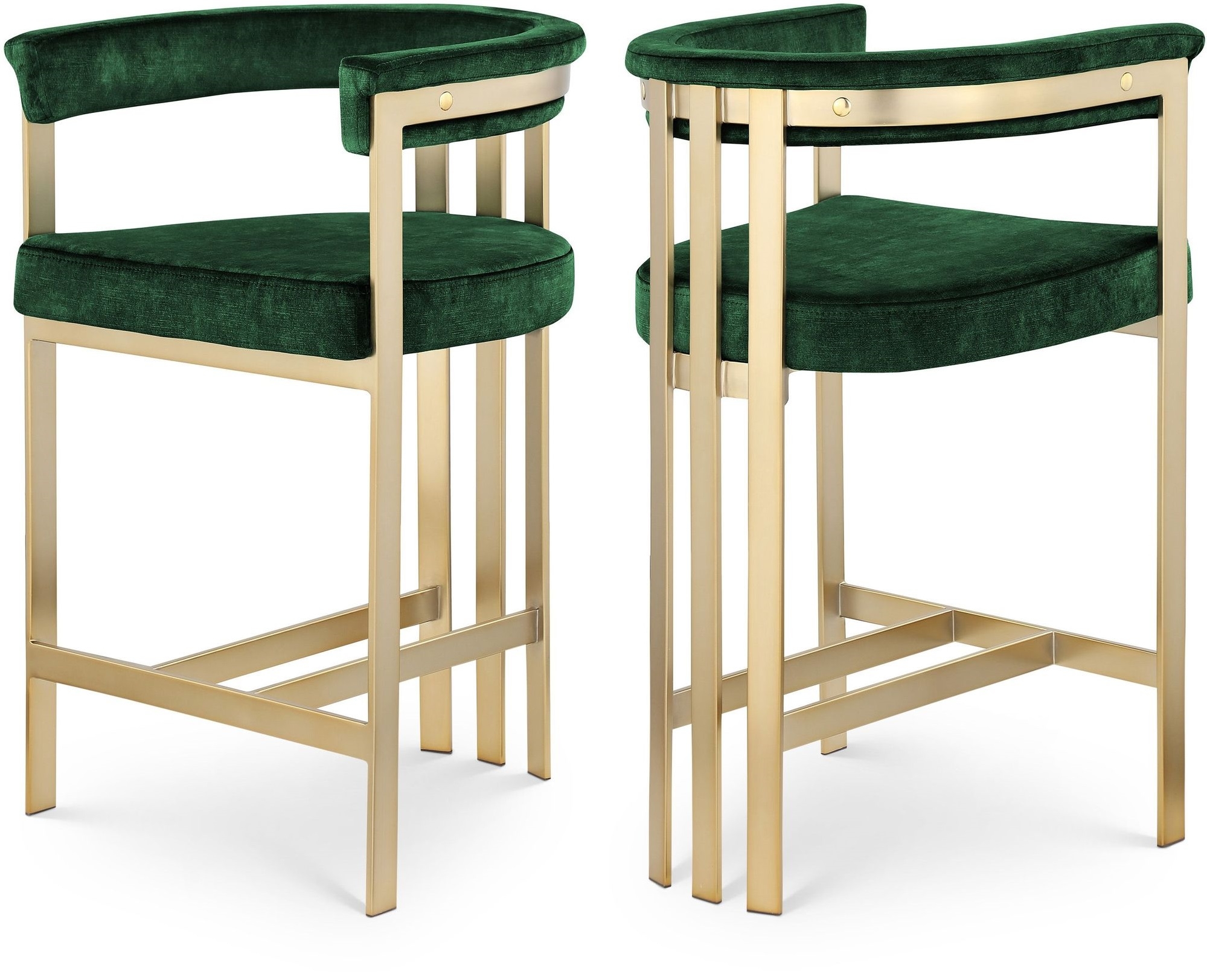 Marcello Velvet Counter Stool with Brushed Brass Frame