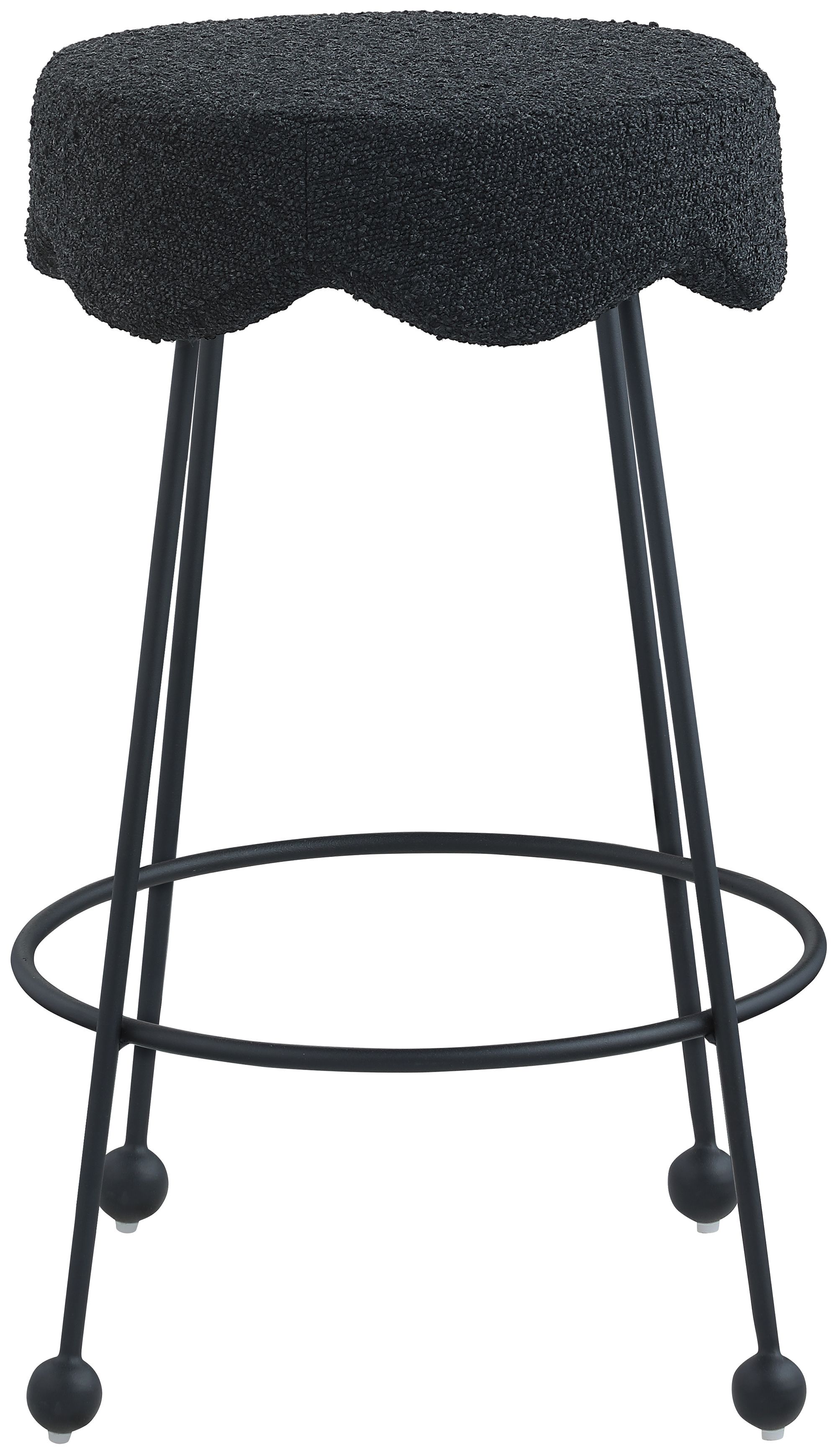 Fleur Boucle Fabric Counter Stool with Matte Black Metal Legs