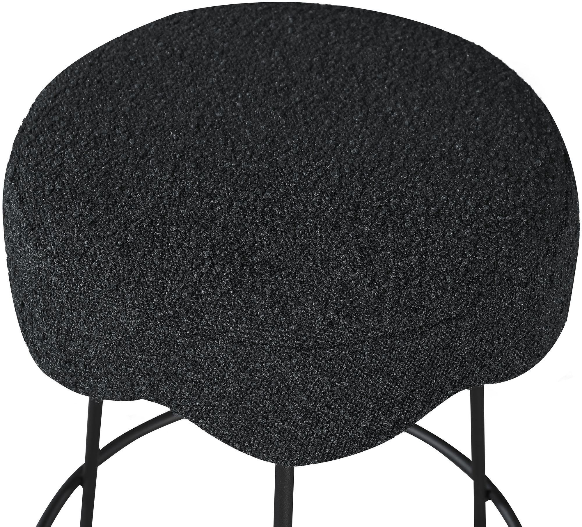 Fleur Boucle Fabric Counter Stool with Matte Black Metal Legs