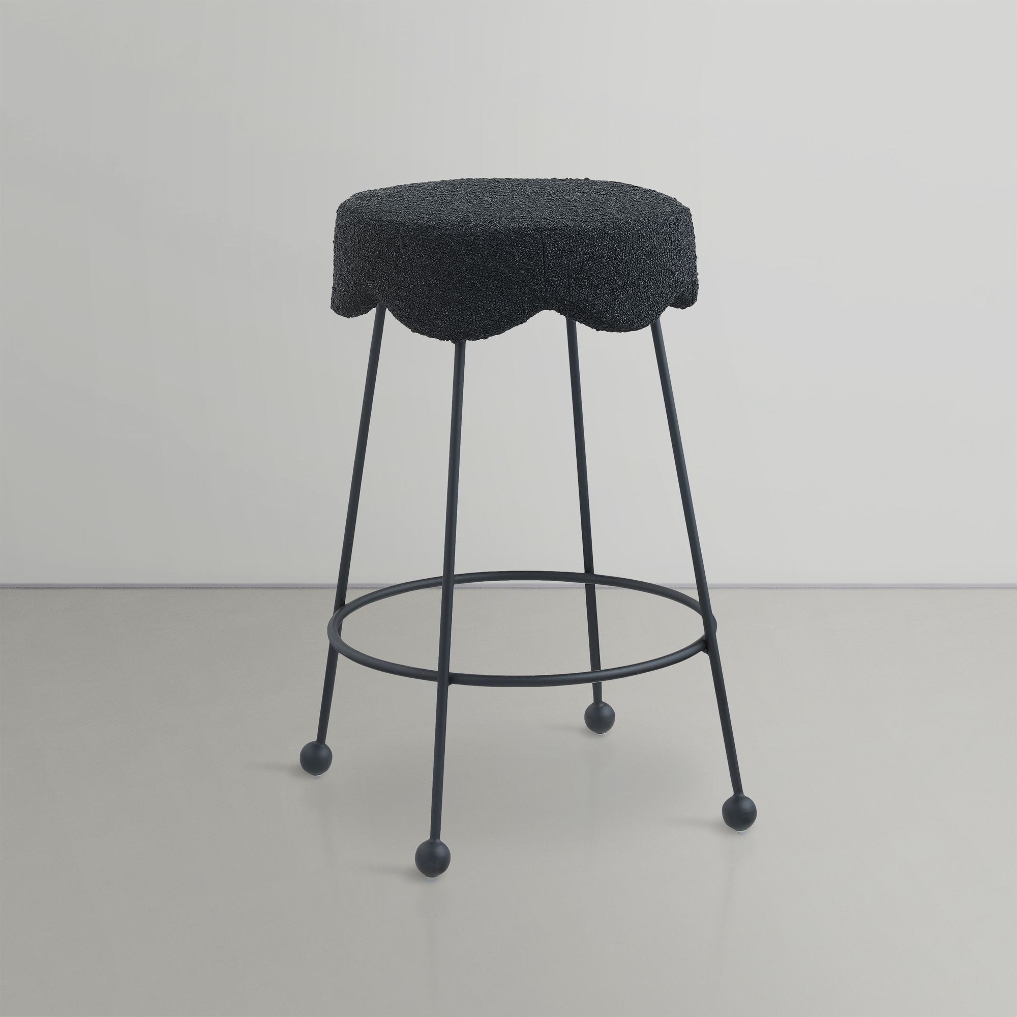 Fleur Boucle Fabric Counter Stool with Matte Black Metal Legs