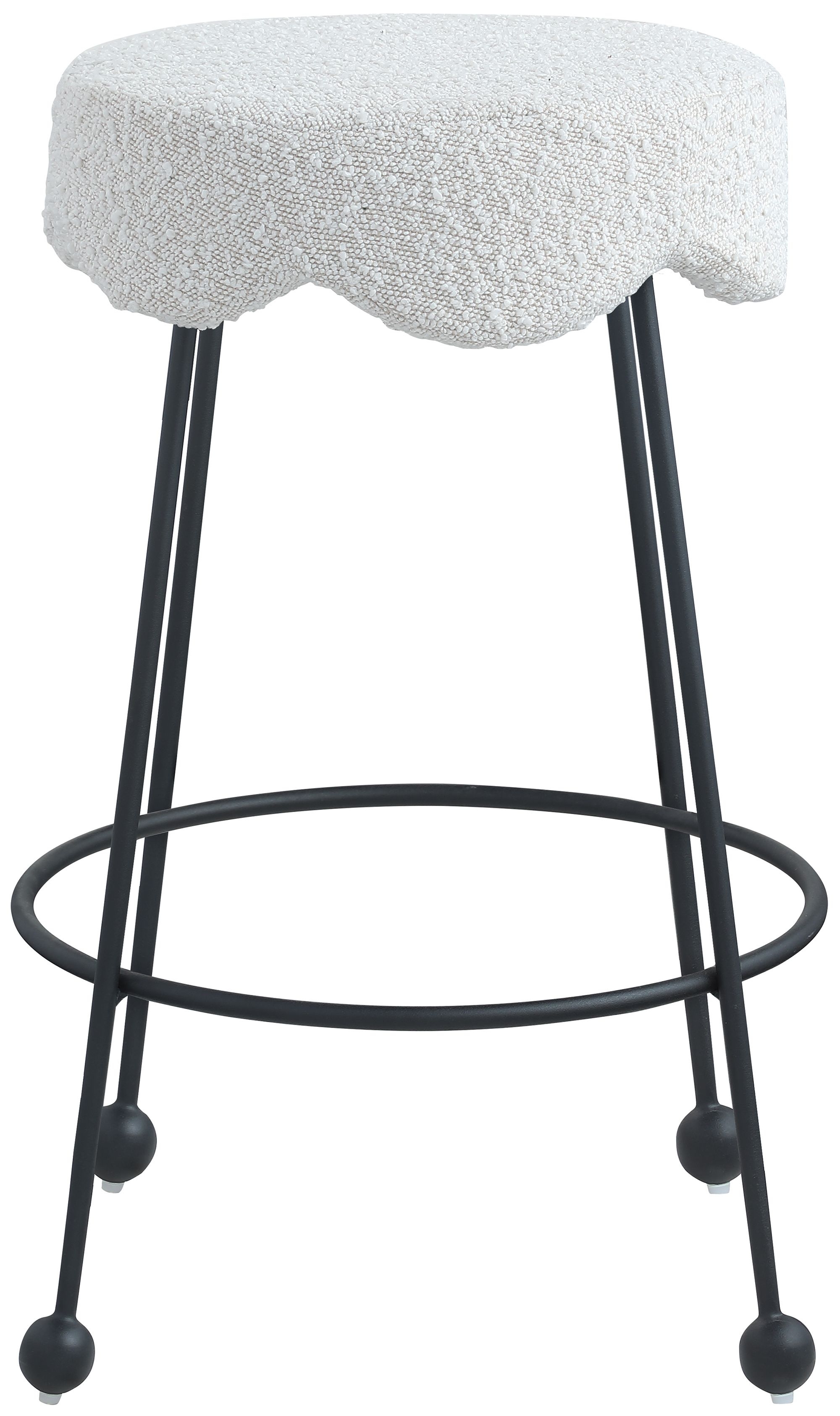 Fleur Boucle Fabric Counter Stool with Matte Black Metal Legs