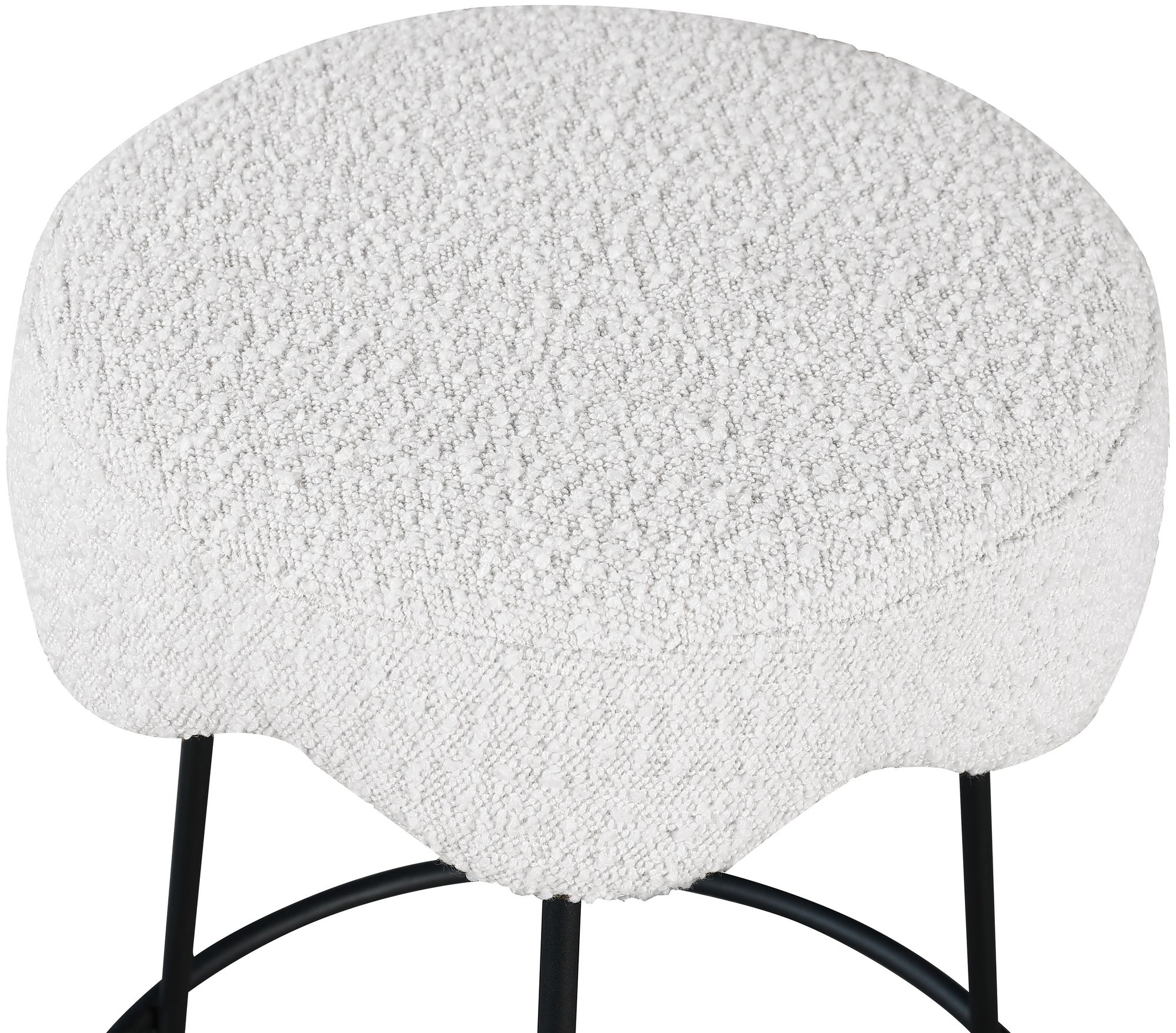 Fleur Boucle Fabric Counter Stool with Matte Black Metal Legs