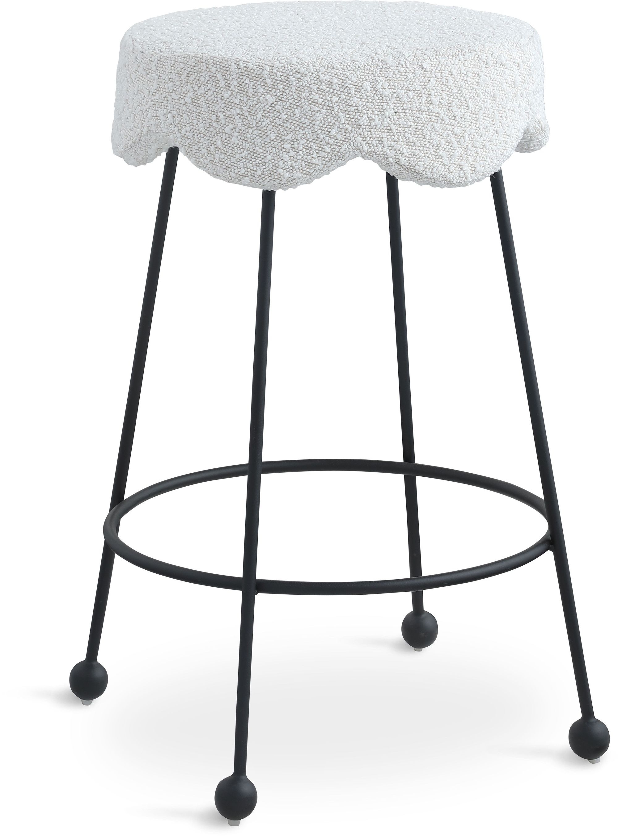 Fleur Boucle Fabric Counter Stool with Matte Black Metal Legs