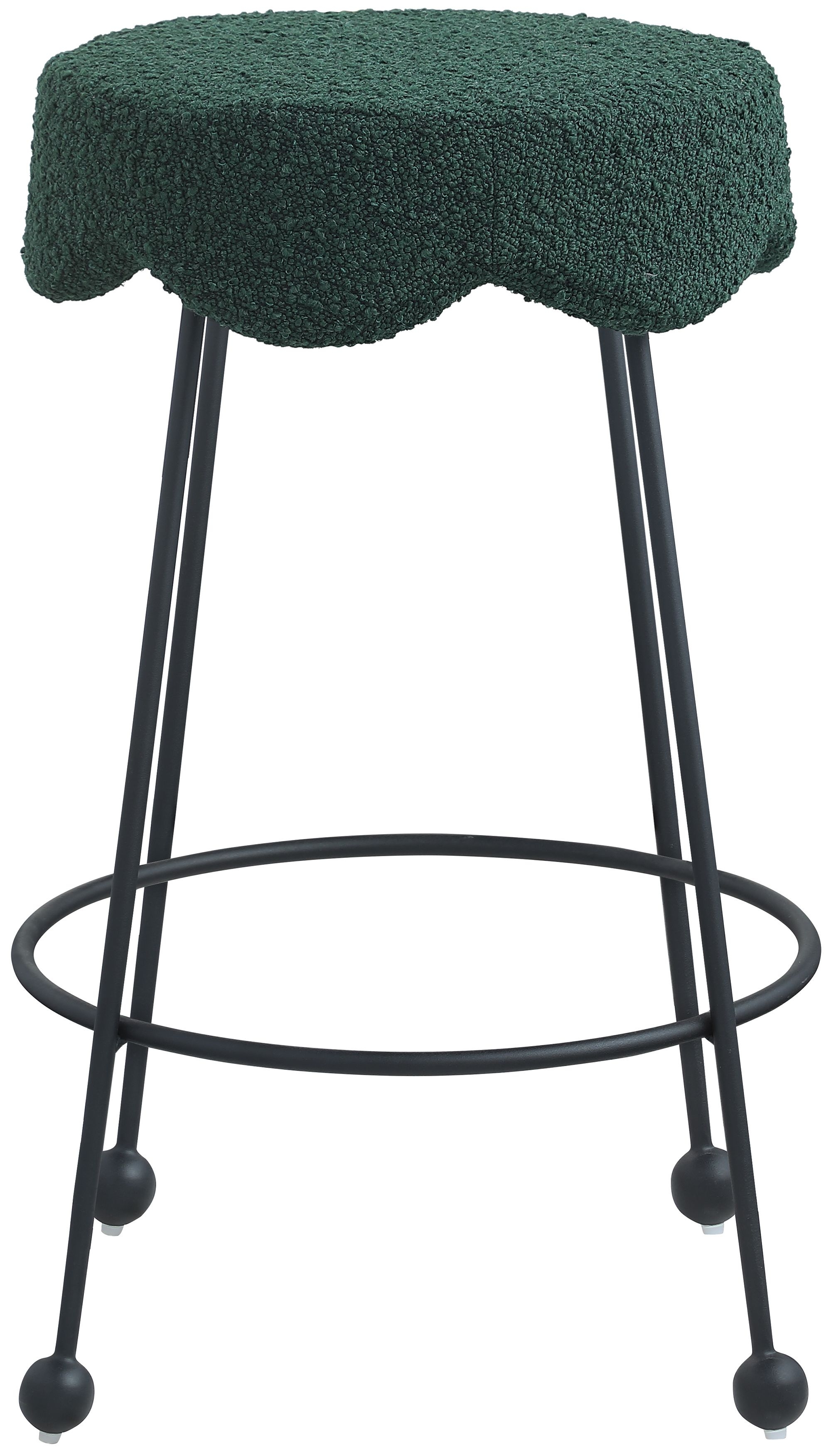 Fleur Boucle Fabric Counter Stool with Matte Black Metal Legs