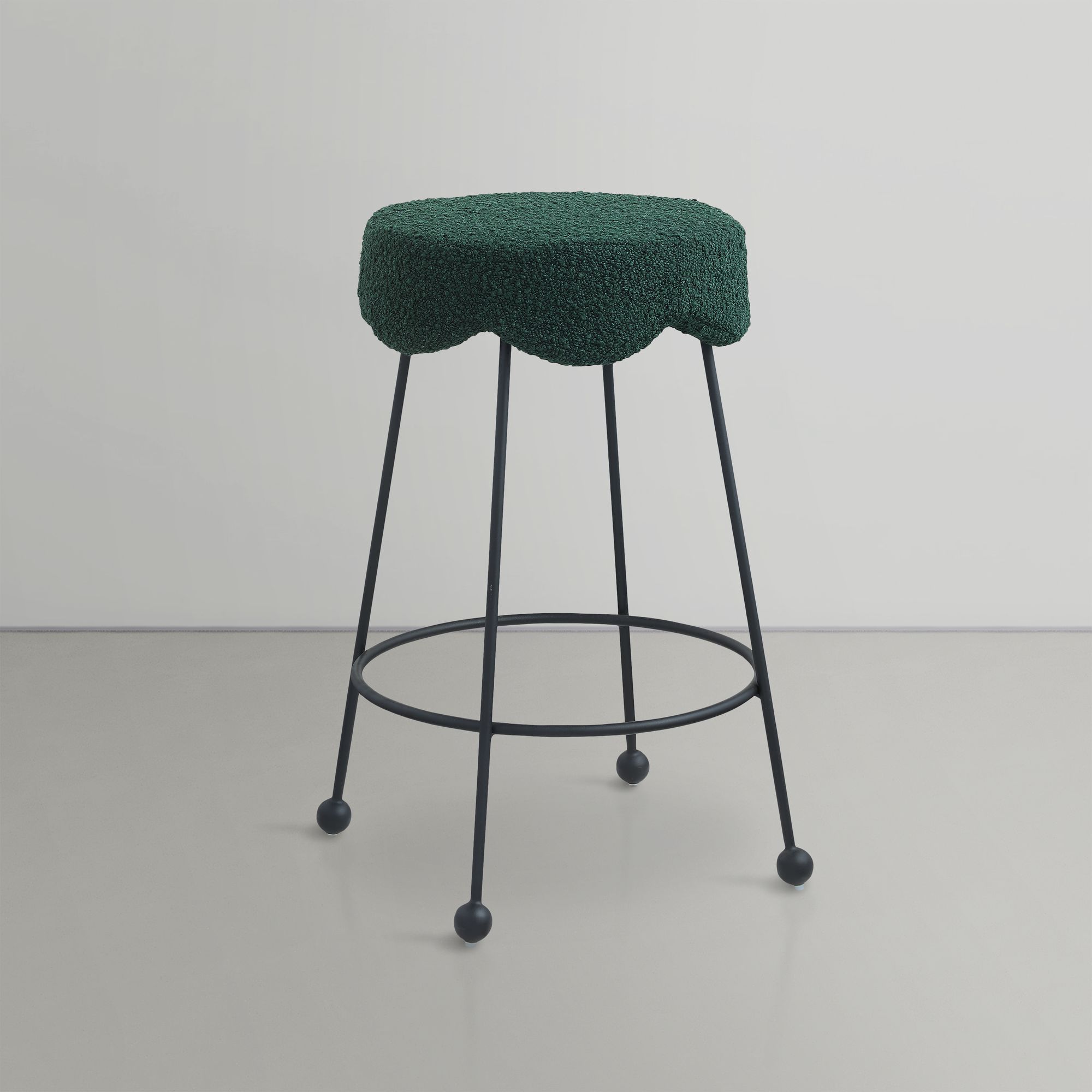 Fleur Boucle Fabric Counter Stool with Matte Black Metal Legs