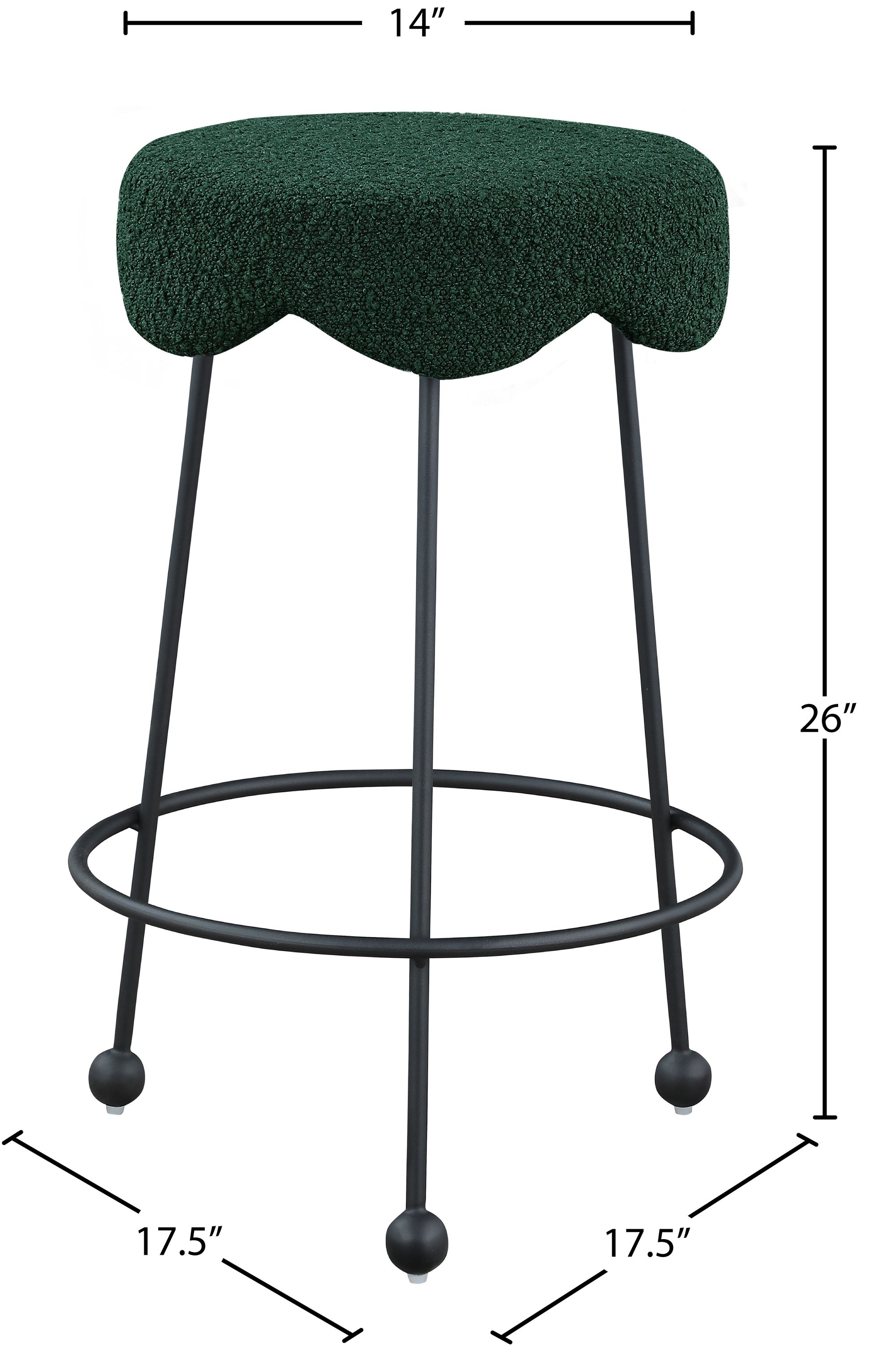 Fleur Boucle Fabric Counter Stool with Matte Black Metal Legs