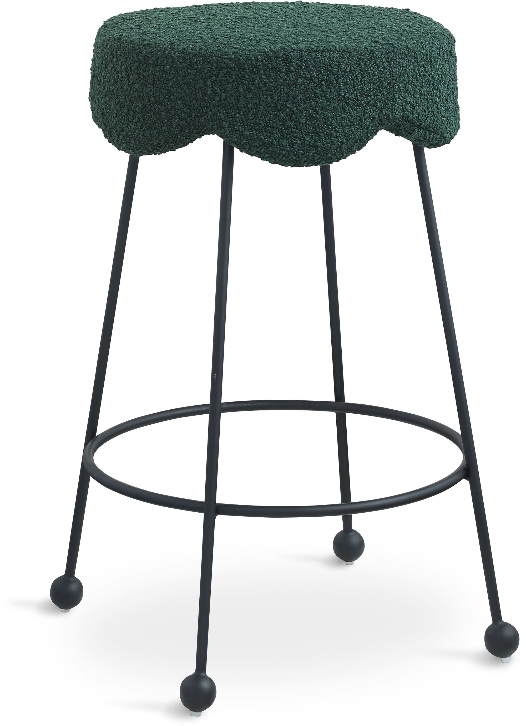 Fleur Boucle Fabric Counter Stool with Matte Black Metal Legs