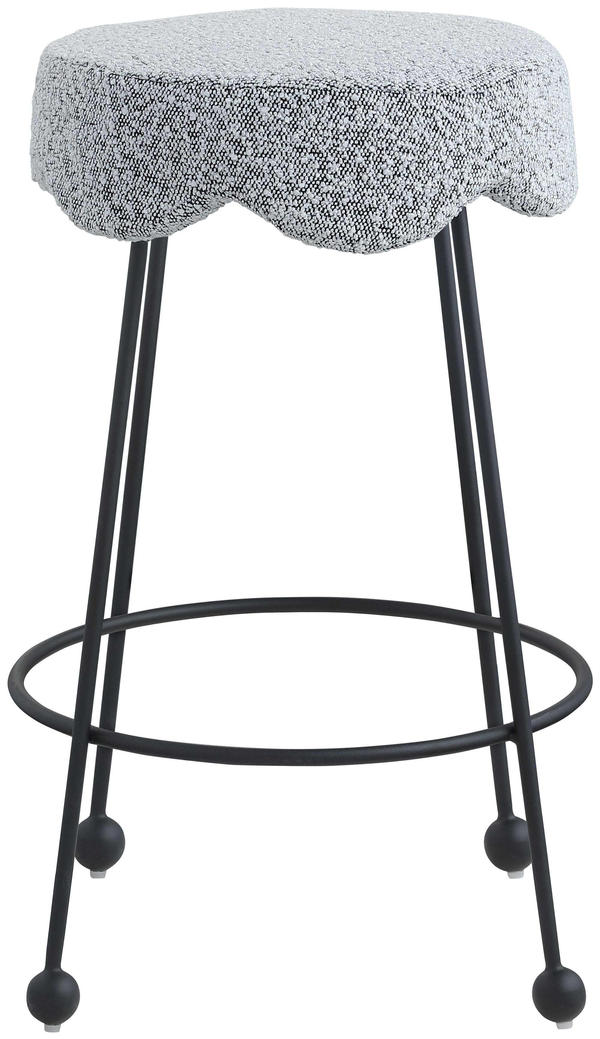 Fleur Boucle Fabric Counter Stool with Matte Black Metal Legs
