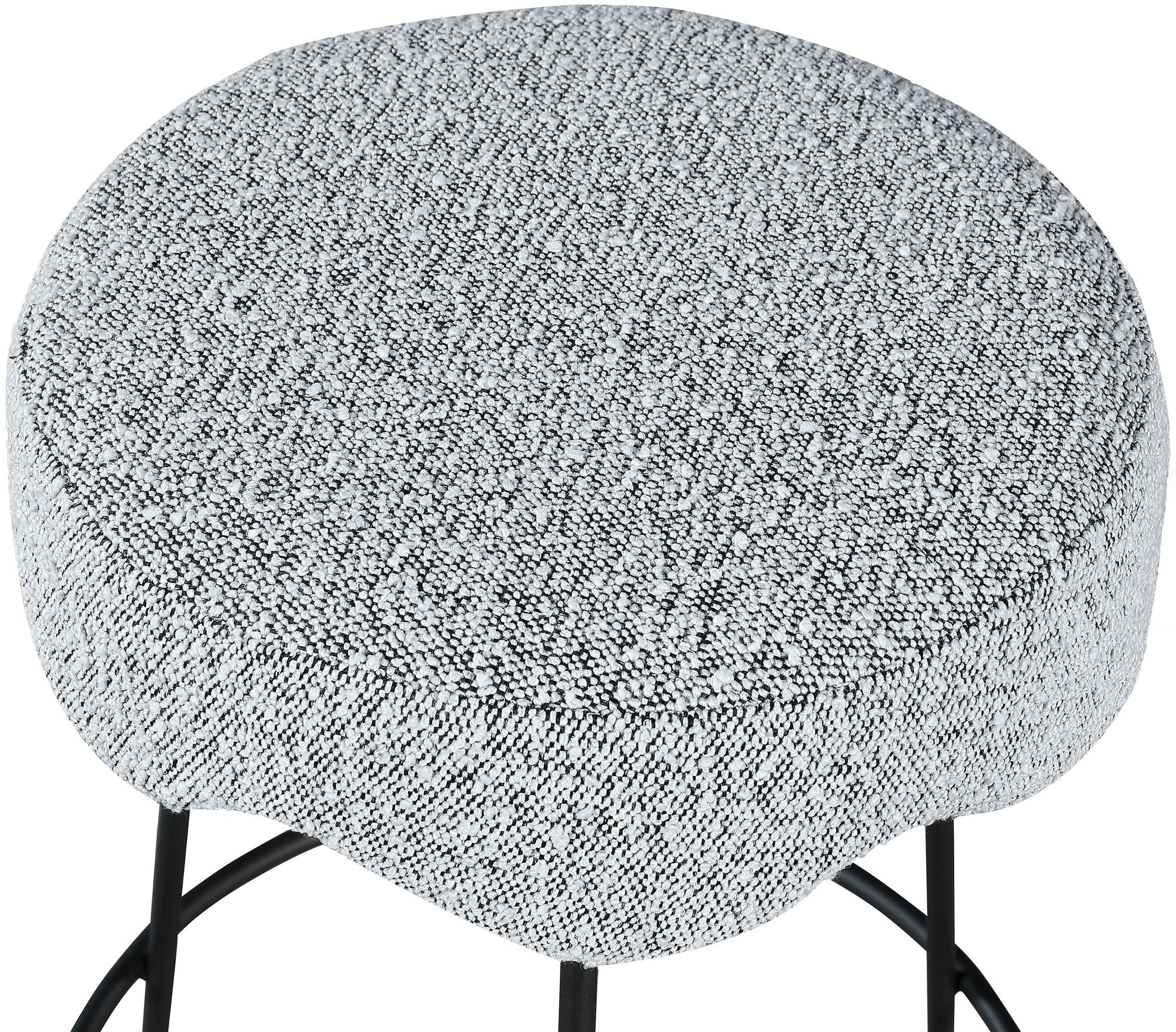 Fleur Boucle Fabric Counter Stool with Matte Black Metal Legs
