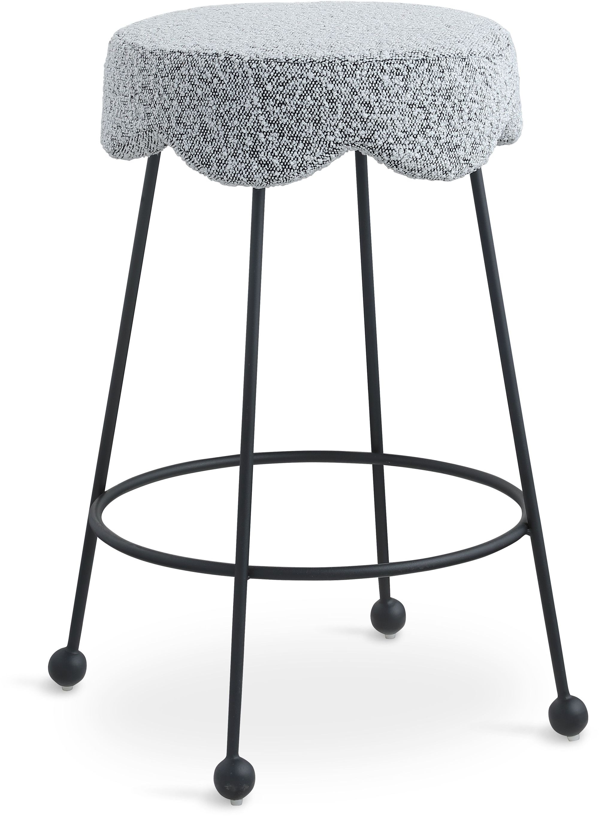 Fleur Boucle Fabric Counter Stool with Matte Black Metal Legs