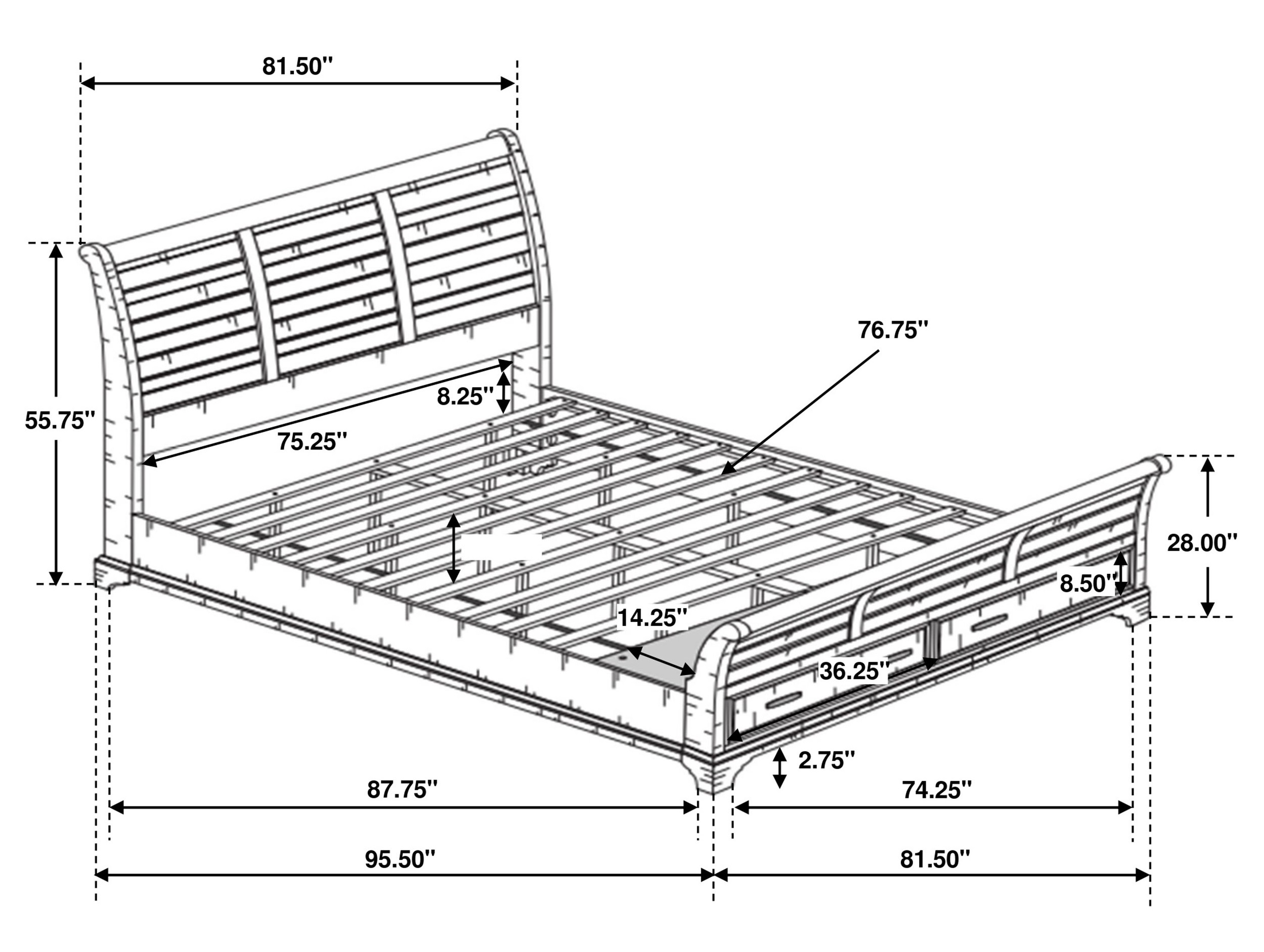 Elk Grove Wood Storage Bed, Eastern King Size