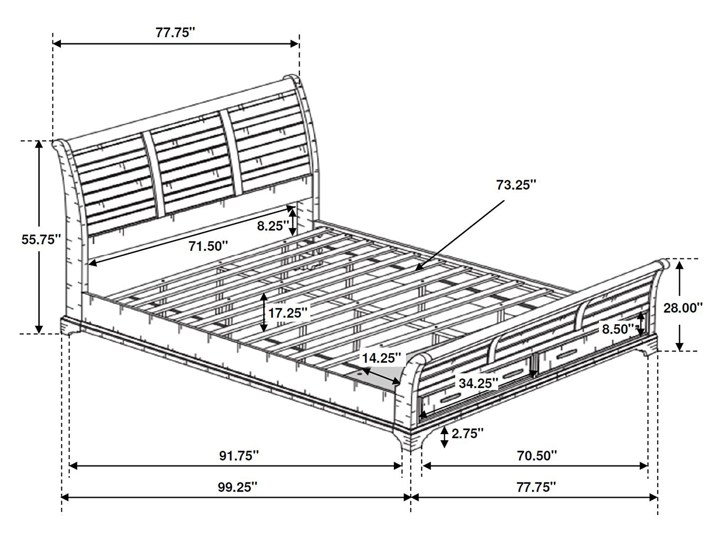 Elk Grove Wood Storage Bed, California King Size