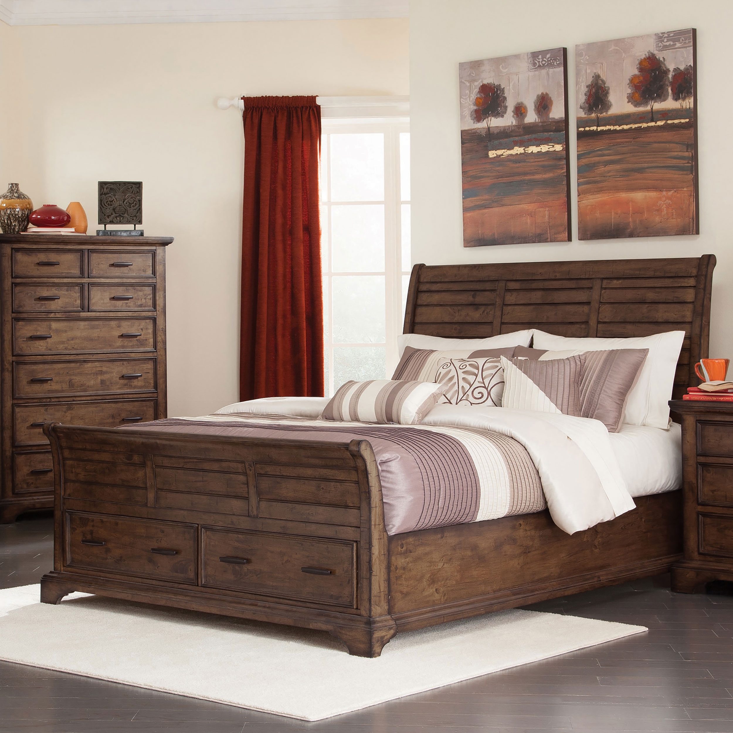 Elk Grove Wood Storage Bed, Eastern King Size