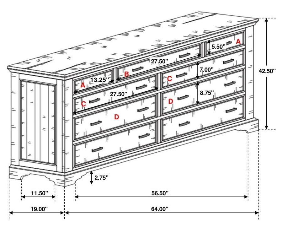 Elk Grove Wood Dresser w/9 Drawer
