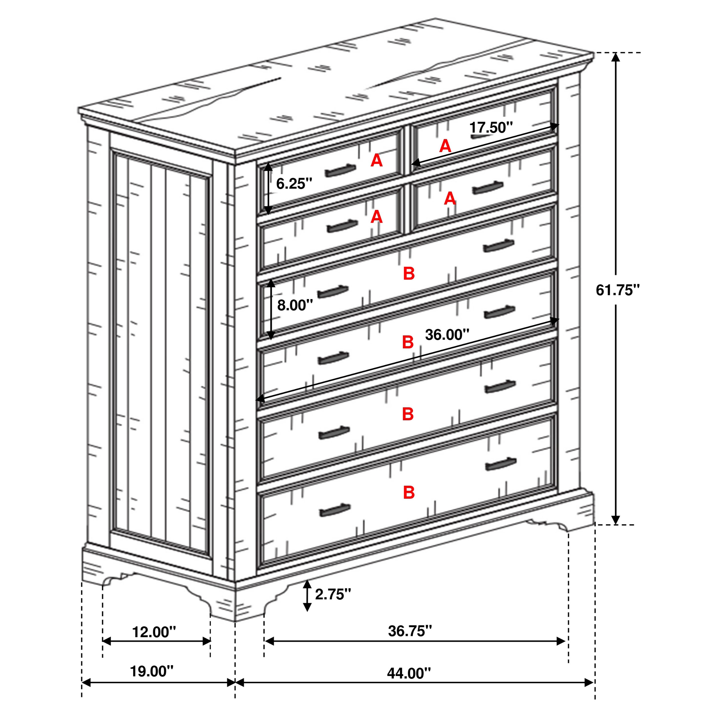 Elk Grove Wood Chest w/7 Drawers