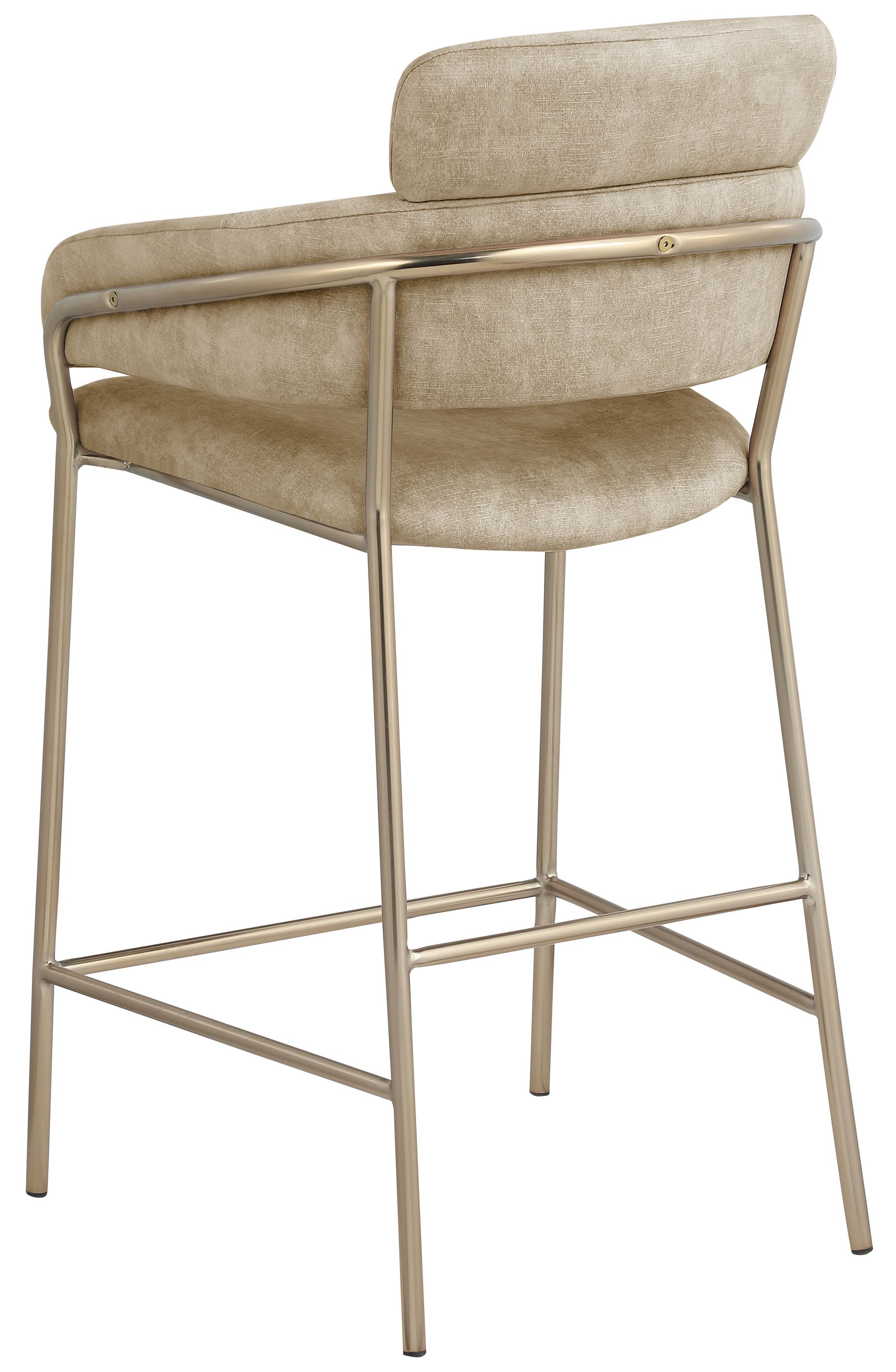 Yara Velvet Counter Stool with Brushed Brass Metal Frame