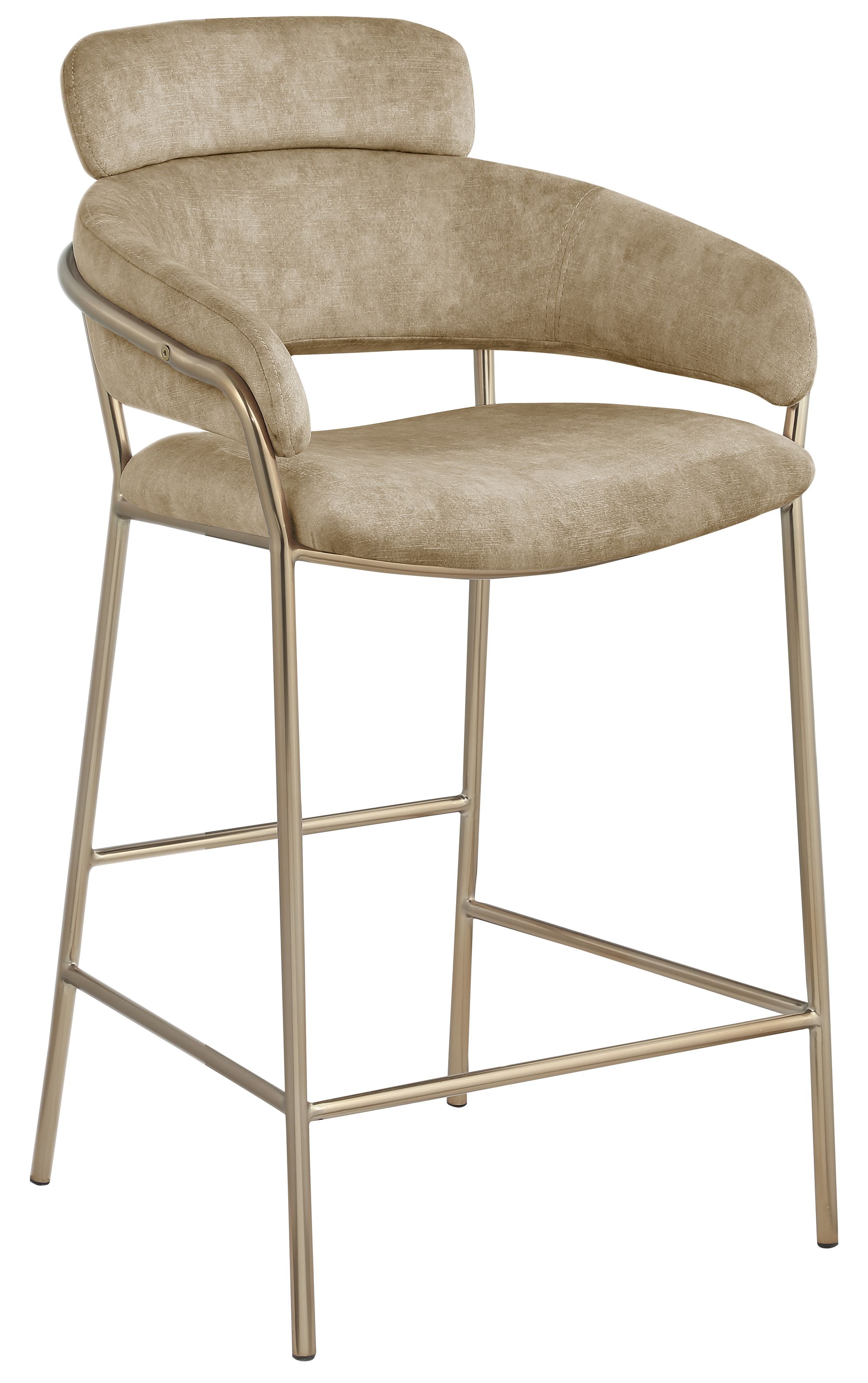 Yara Velvet Counter Stool with Brushed Brass Metal Frame