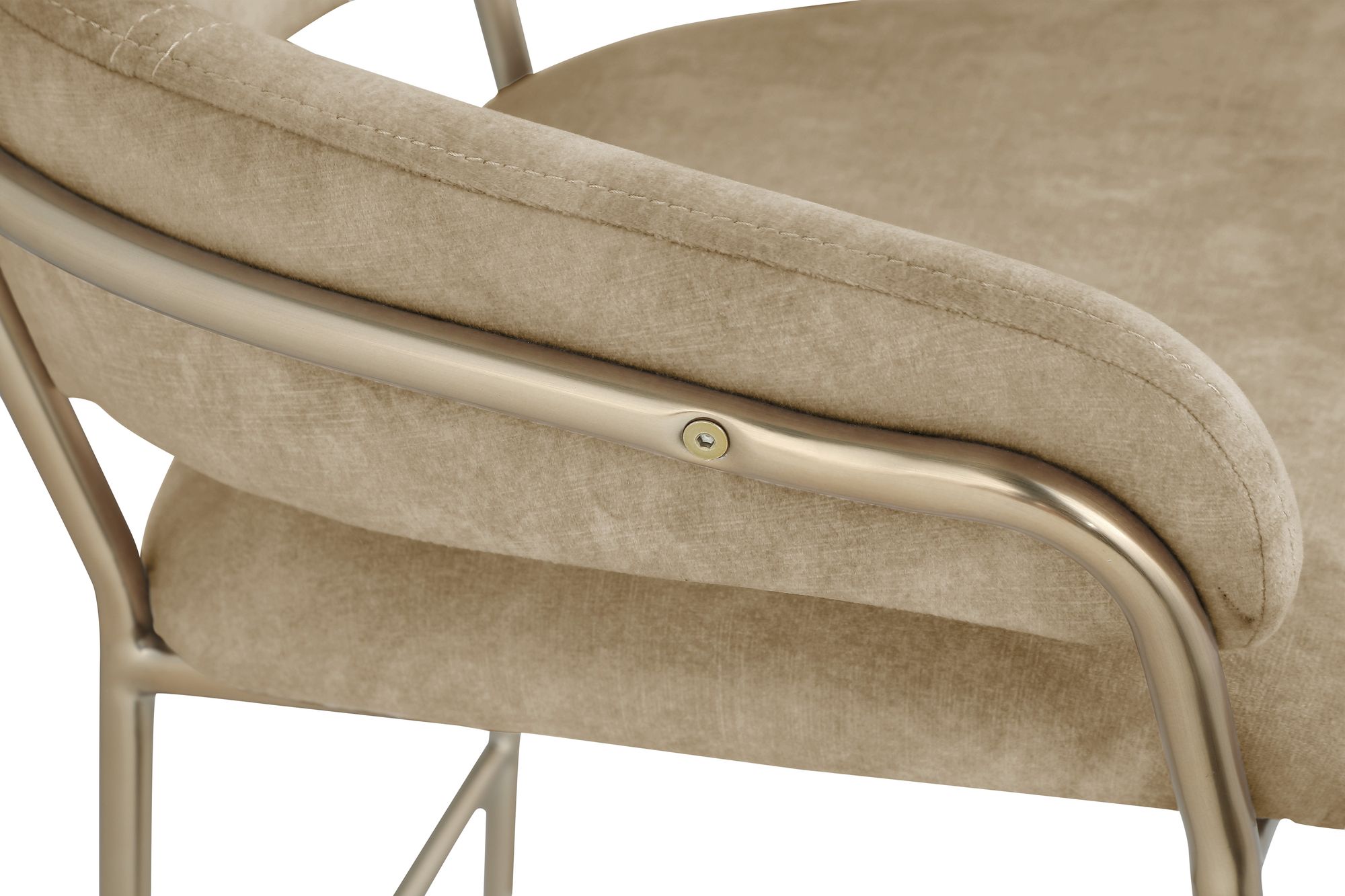 Yara Velvet Counter Stool with Brushed Brass Metal Frame