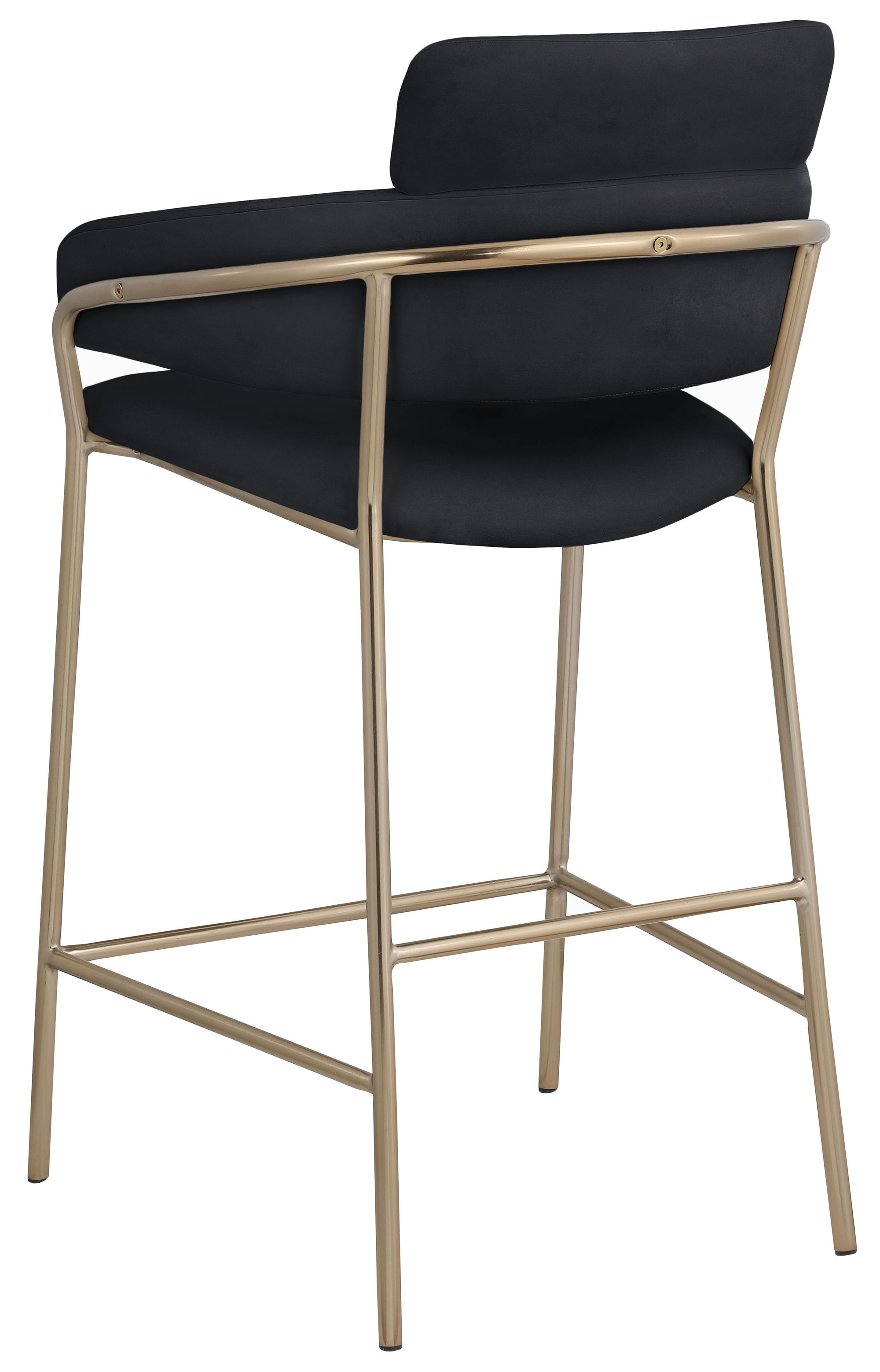 Yara Velvet Counter Stool with Brushed Brass Metal Frame