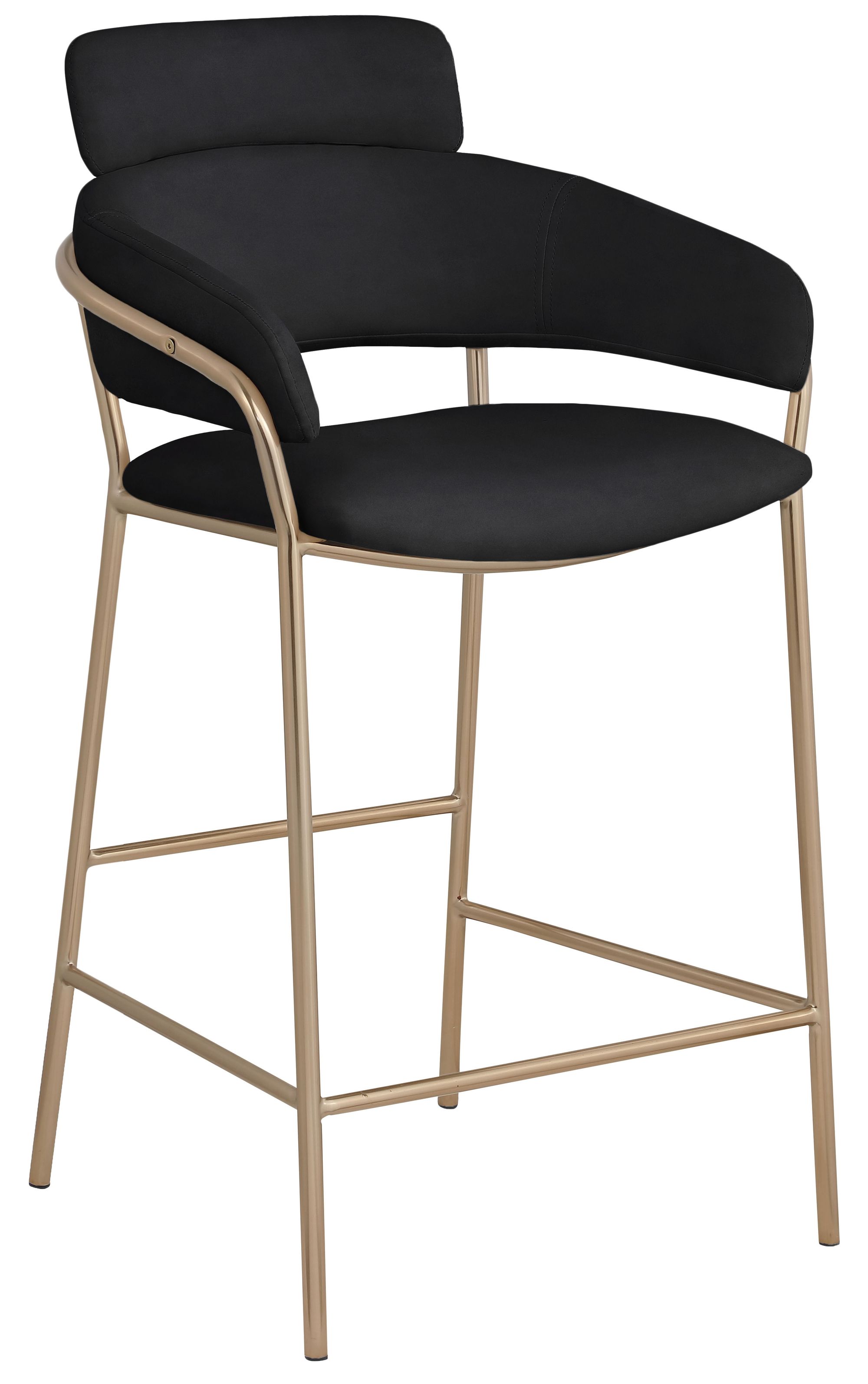 Yara Velvet Counter Stool with Brushed Brass Metal Frame