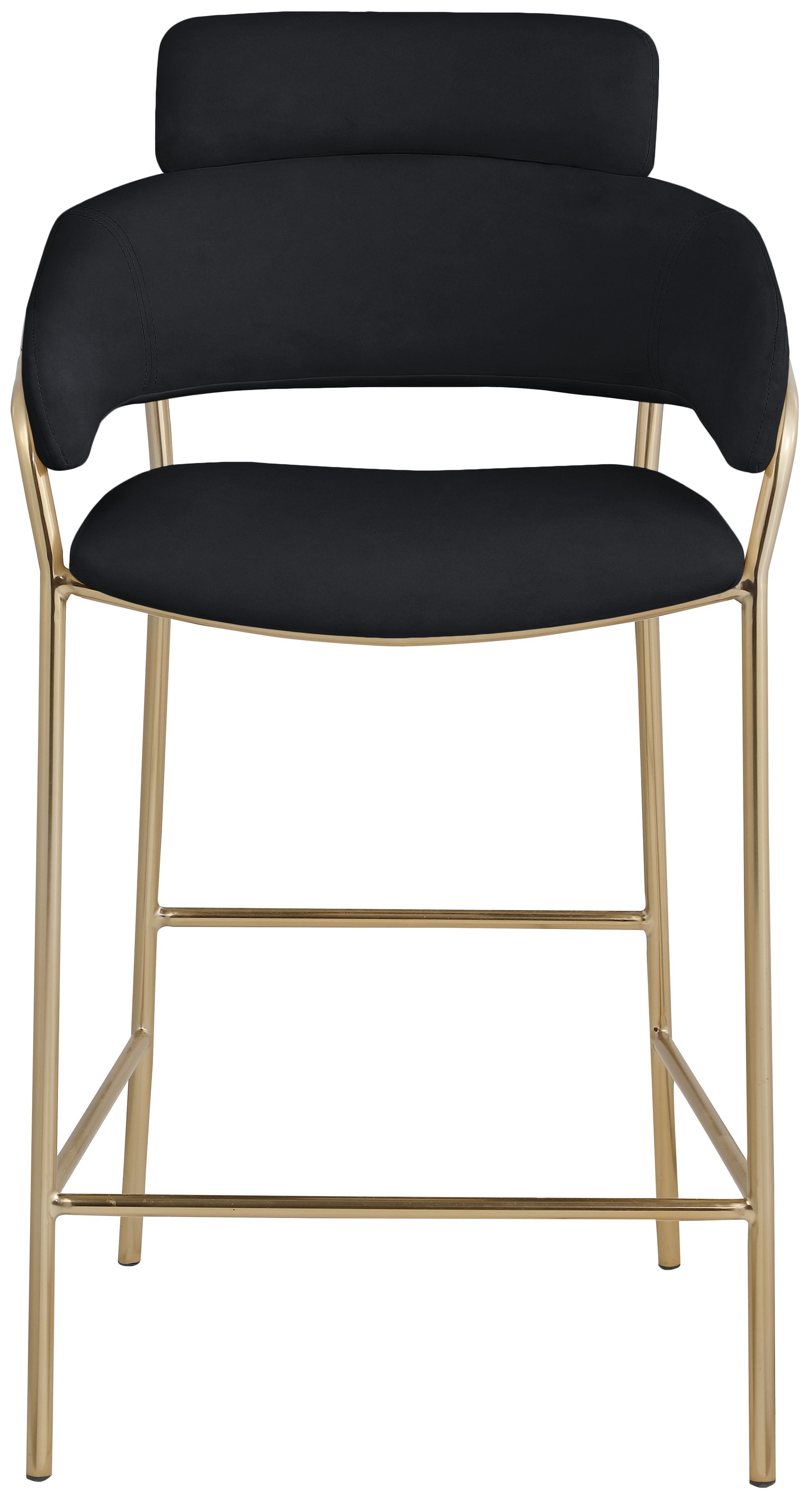 Yara Velvet Counter Stool with Brushed Brass Metal Frame
