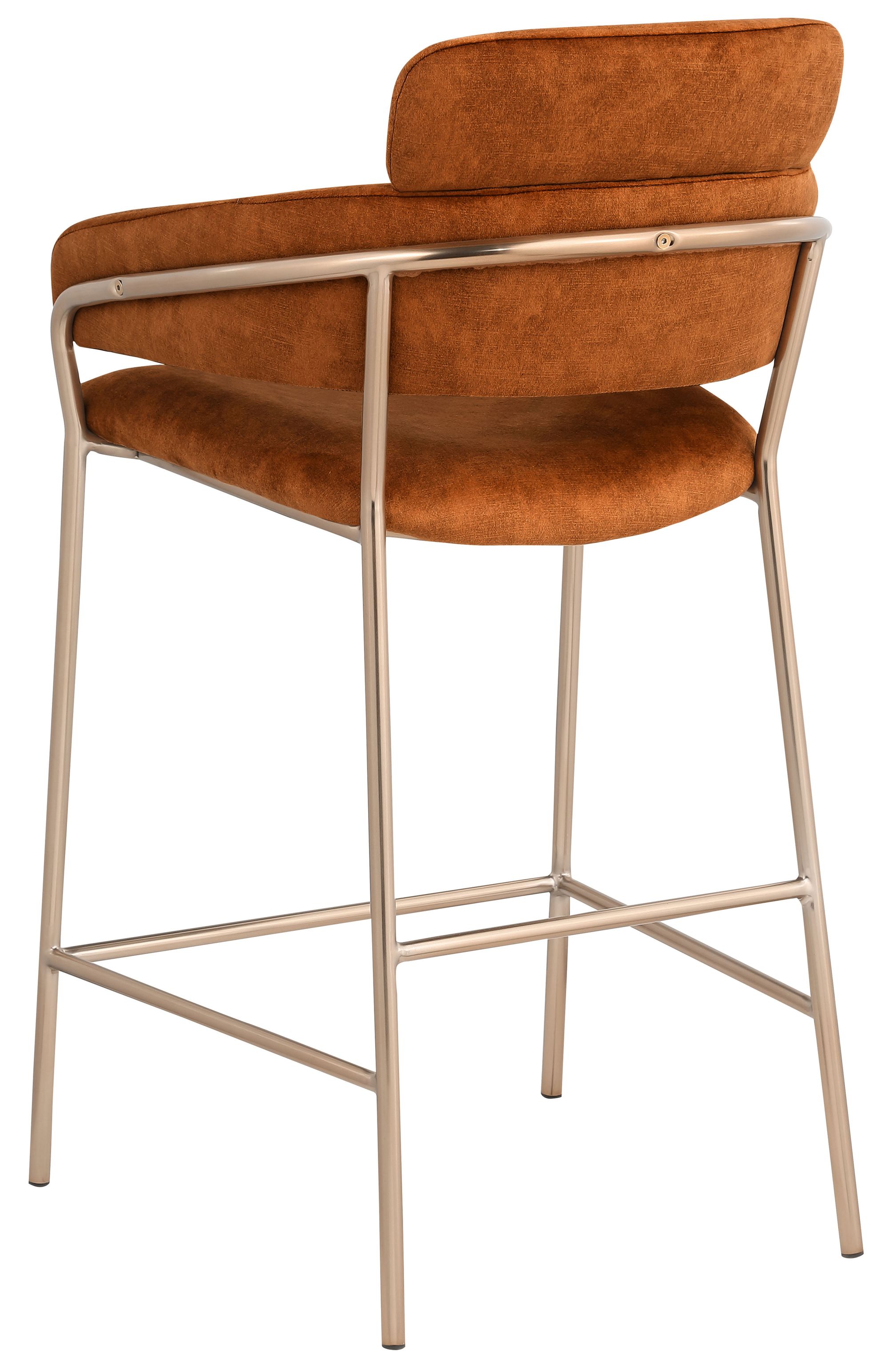 Yara Velvet Counter Stool with Brushed Brass Metal Frame