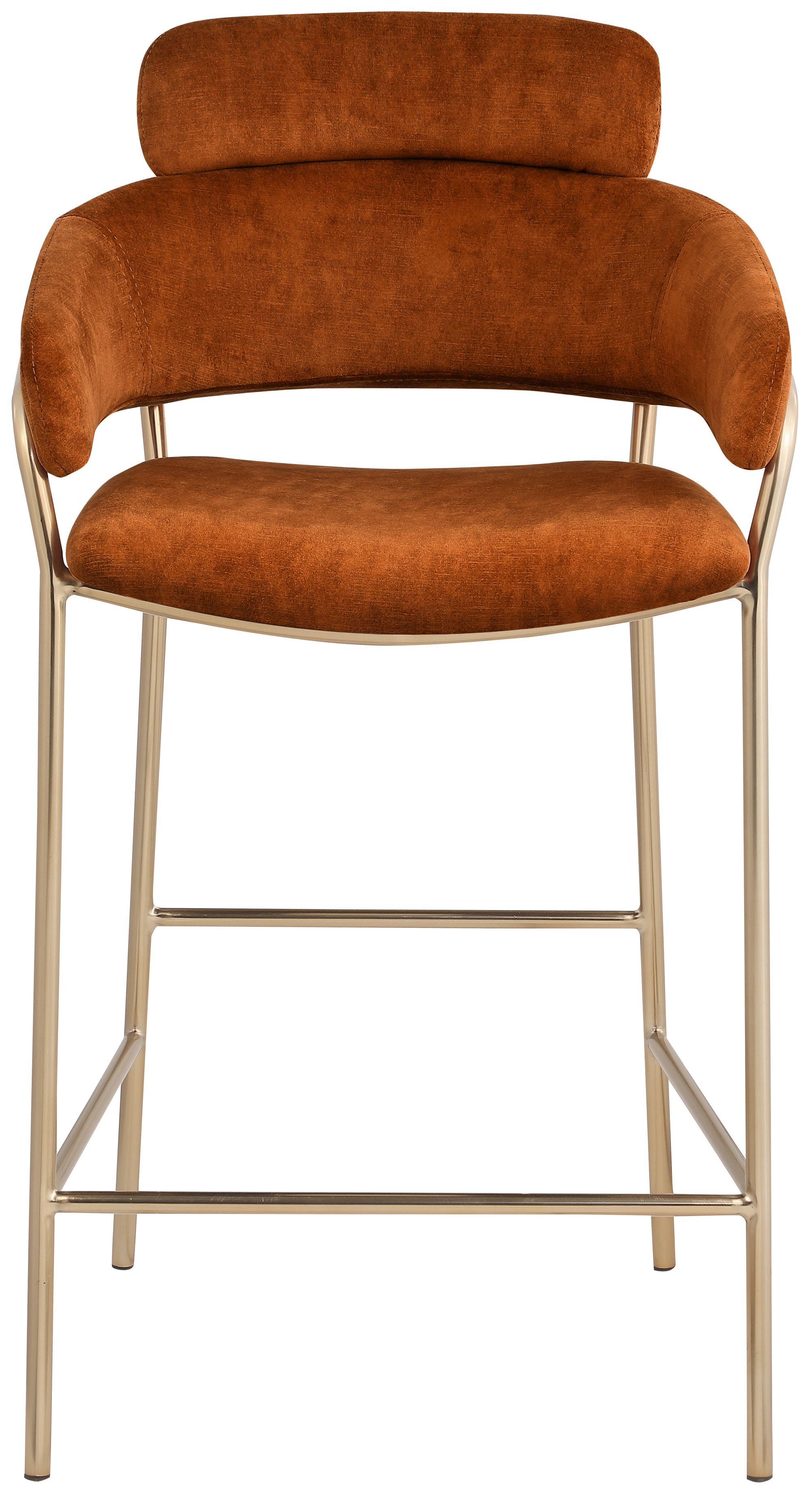 Yara Velvet Counter Stool with Brushed Brass Metal Frame