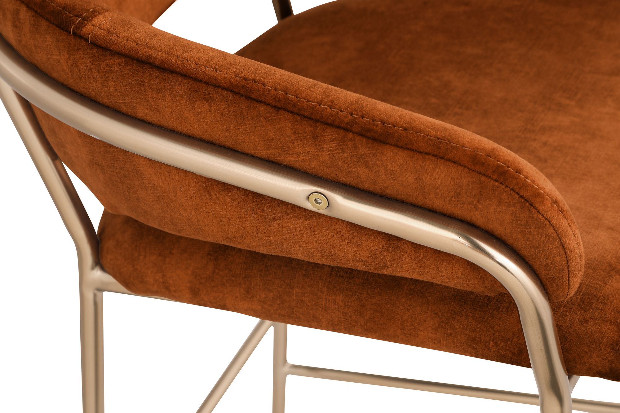 Yara Velvet Counter Stool with Brushed Brass Metal Frame