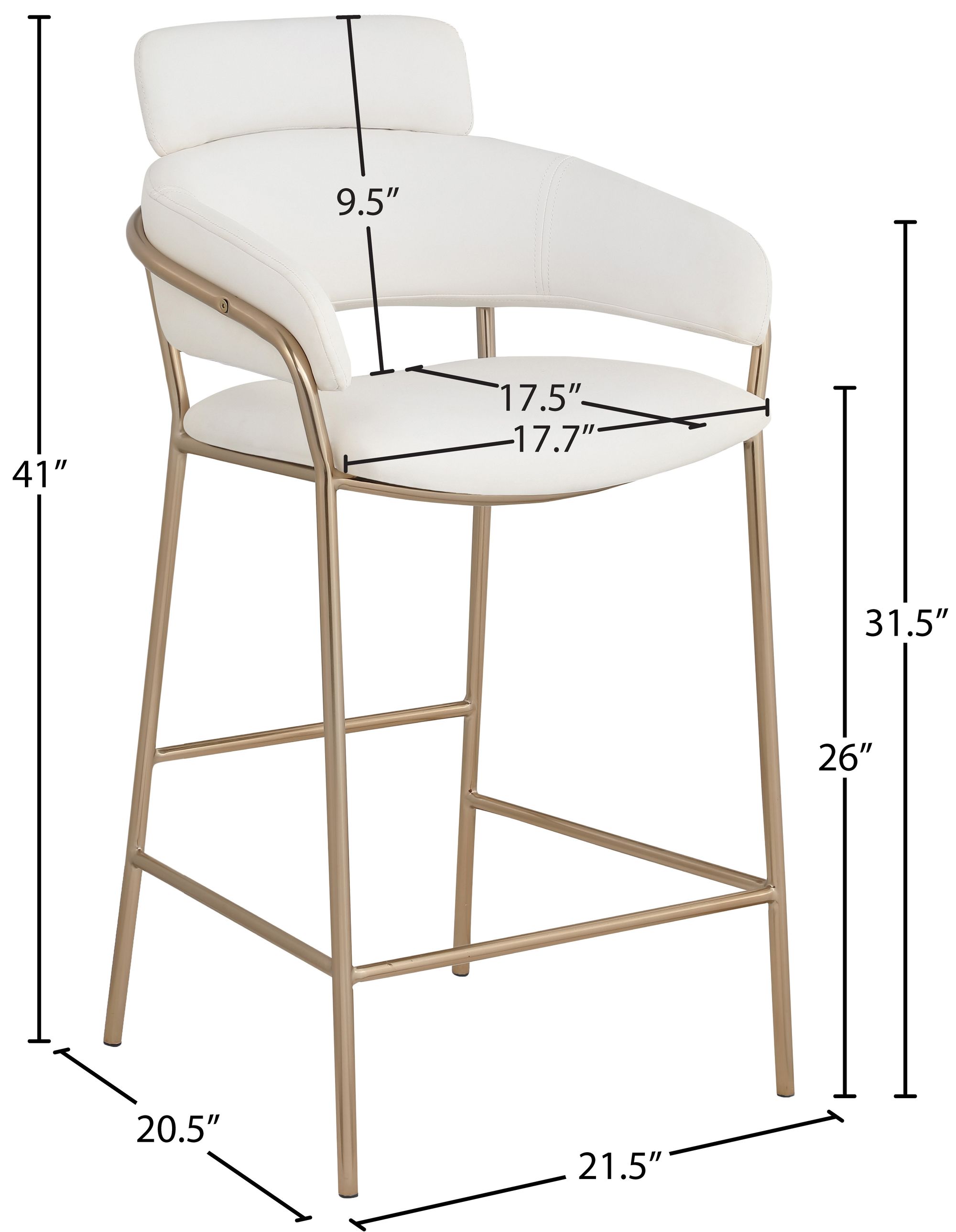 Yara Velvet Counter Stool with Brushed Brass Metal Frame