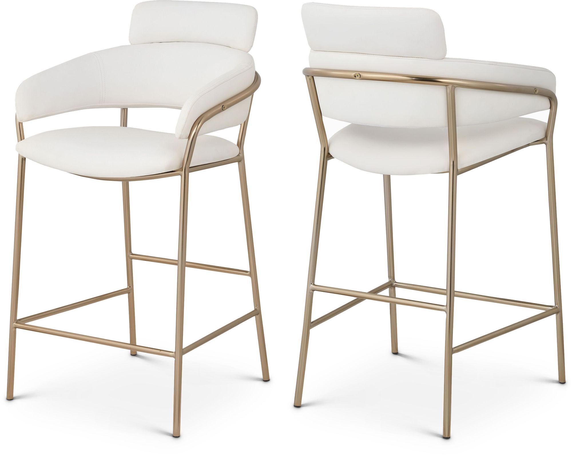Yara Velvet Counter Stool with Brushed Brass Metal Frame