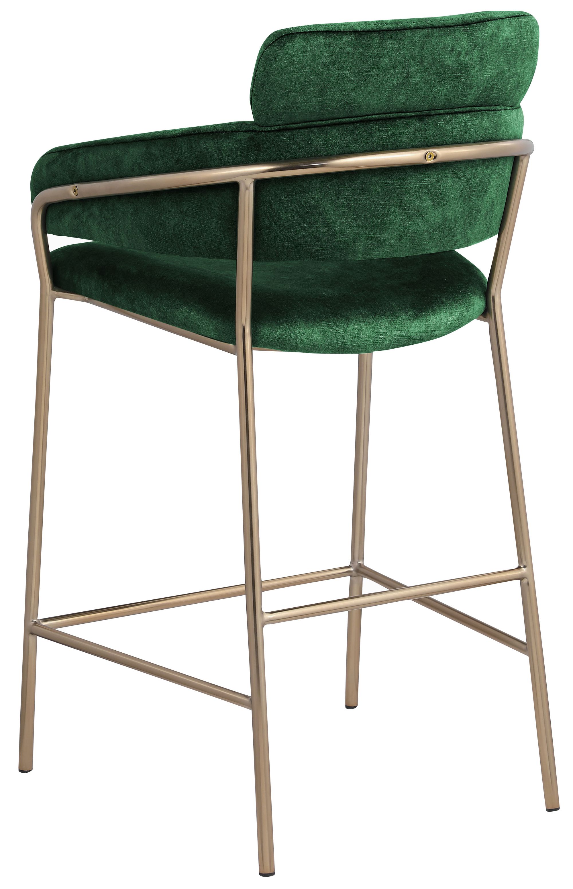 Yara Velvet Counter Stool with Brushed Brass Metal Frame