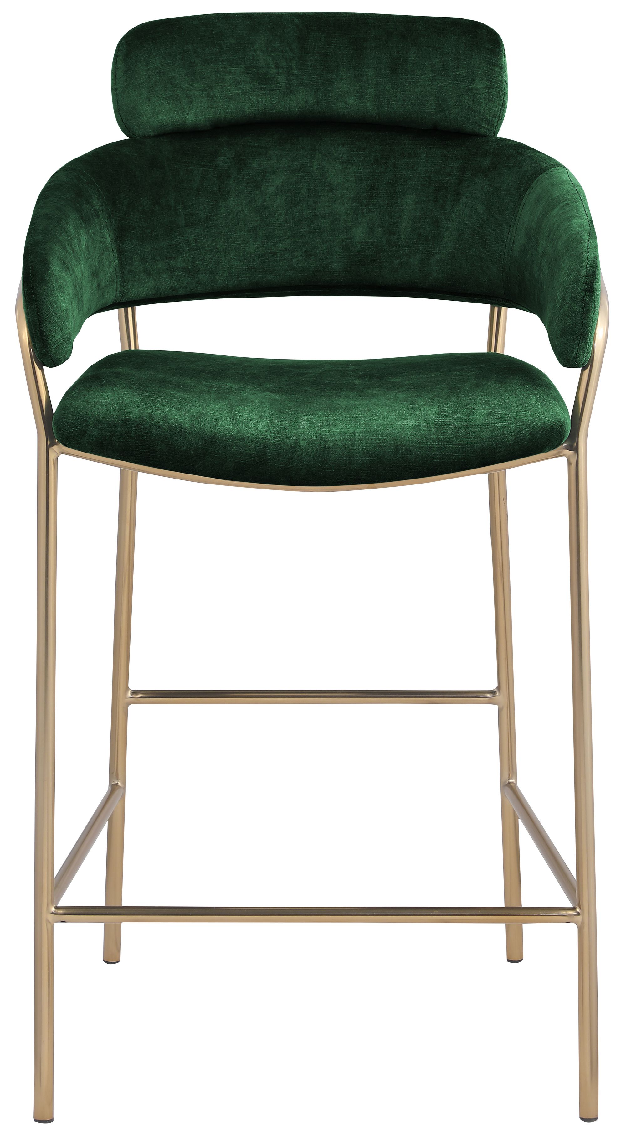 Yara Velvet Counter Stool with Brushed Brass Metal Frame